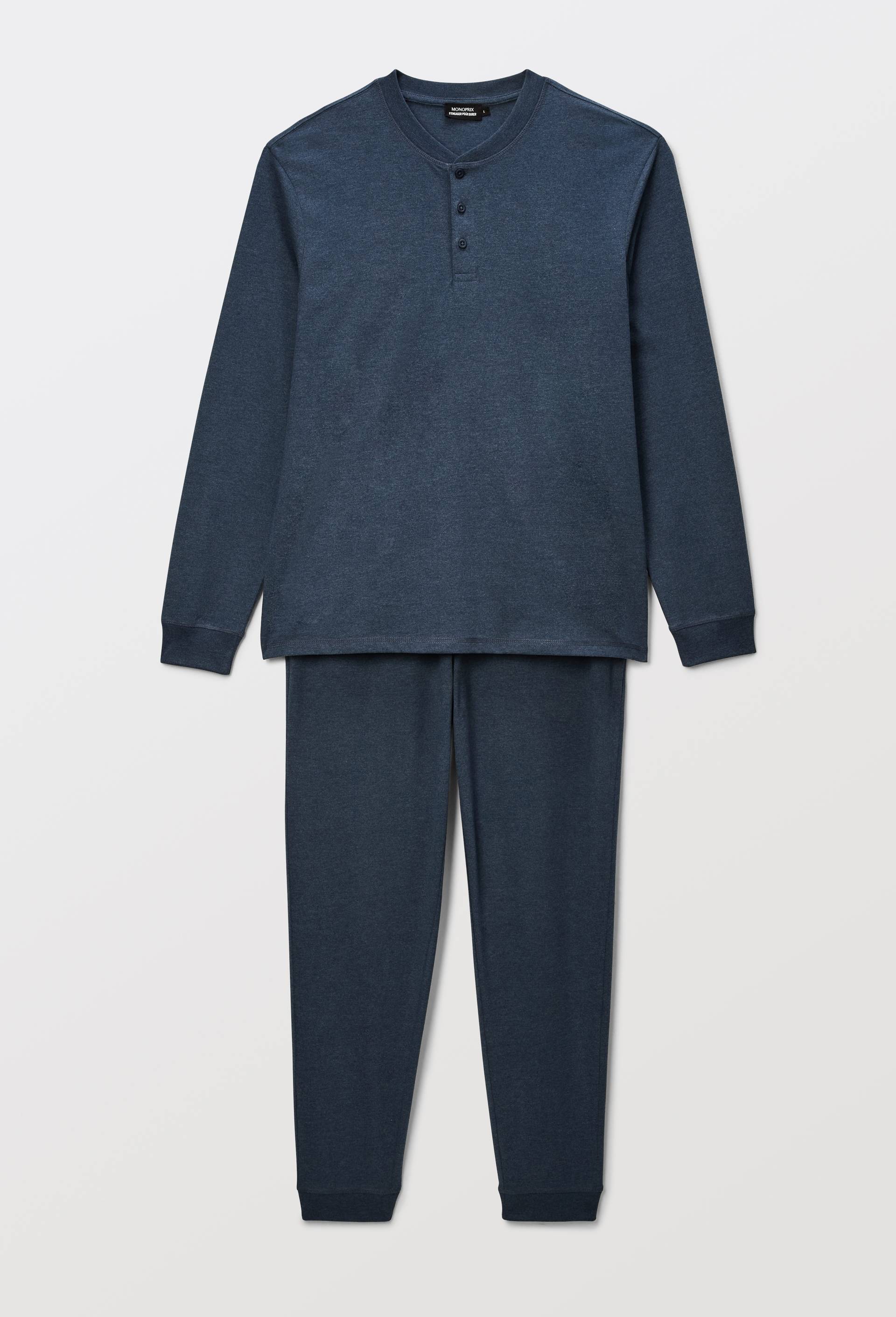 Pyjama long en jersey de coton, Bleu fonc&eacute;, large image number 2.0