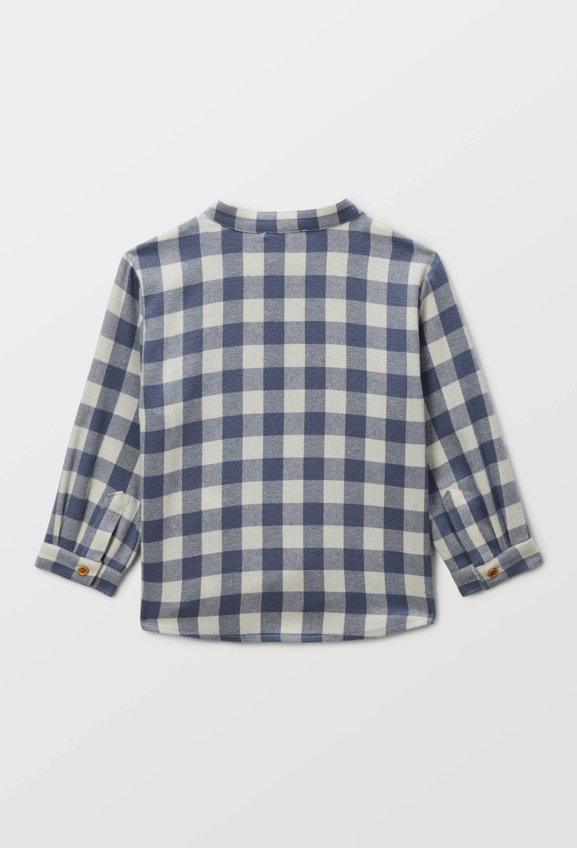 Chemise col mao &agrave; carreaux en coton BIO GOTS, Bleu, large image number 2.0