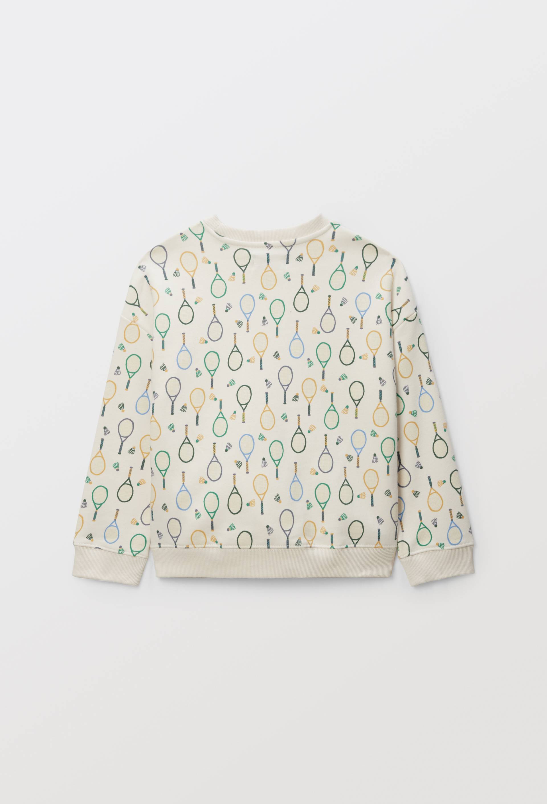 Sweat col rond imprim&eacute; en coton BIO GOTS, Beige clair, large image number 2