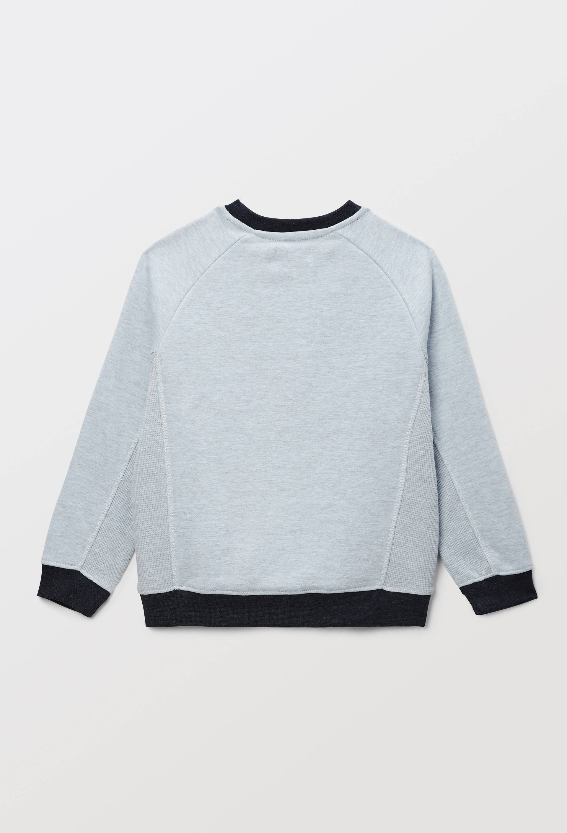 Sweat col rond colorblock en coton BIO GOTS, Bleu clair, large image number 2.0
