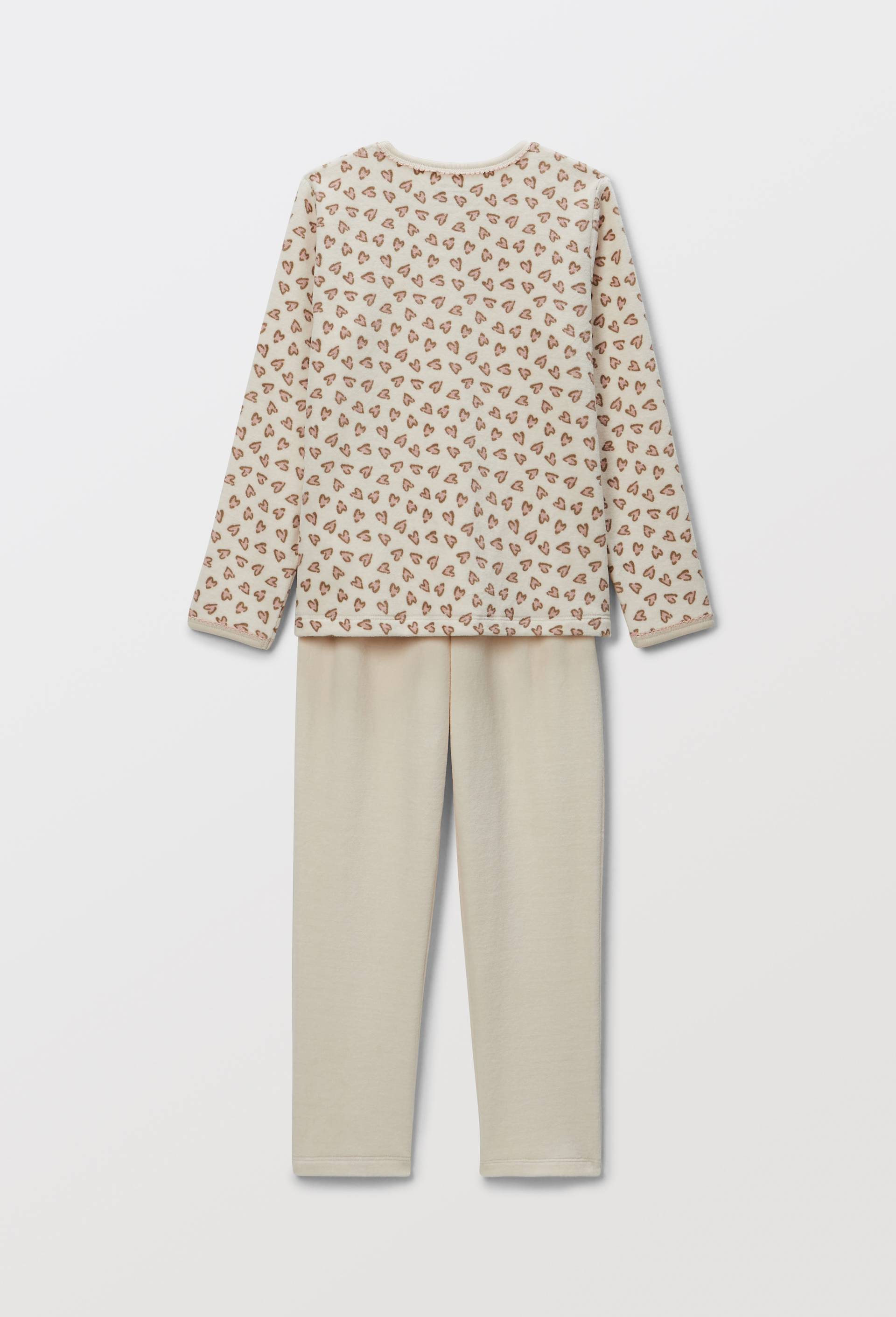 Pyjama velours manches longues en coton BIO GOTS, Beige clair, large image number 1.0