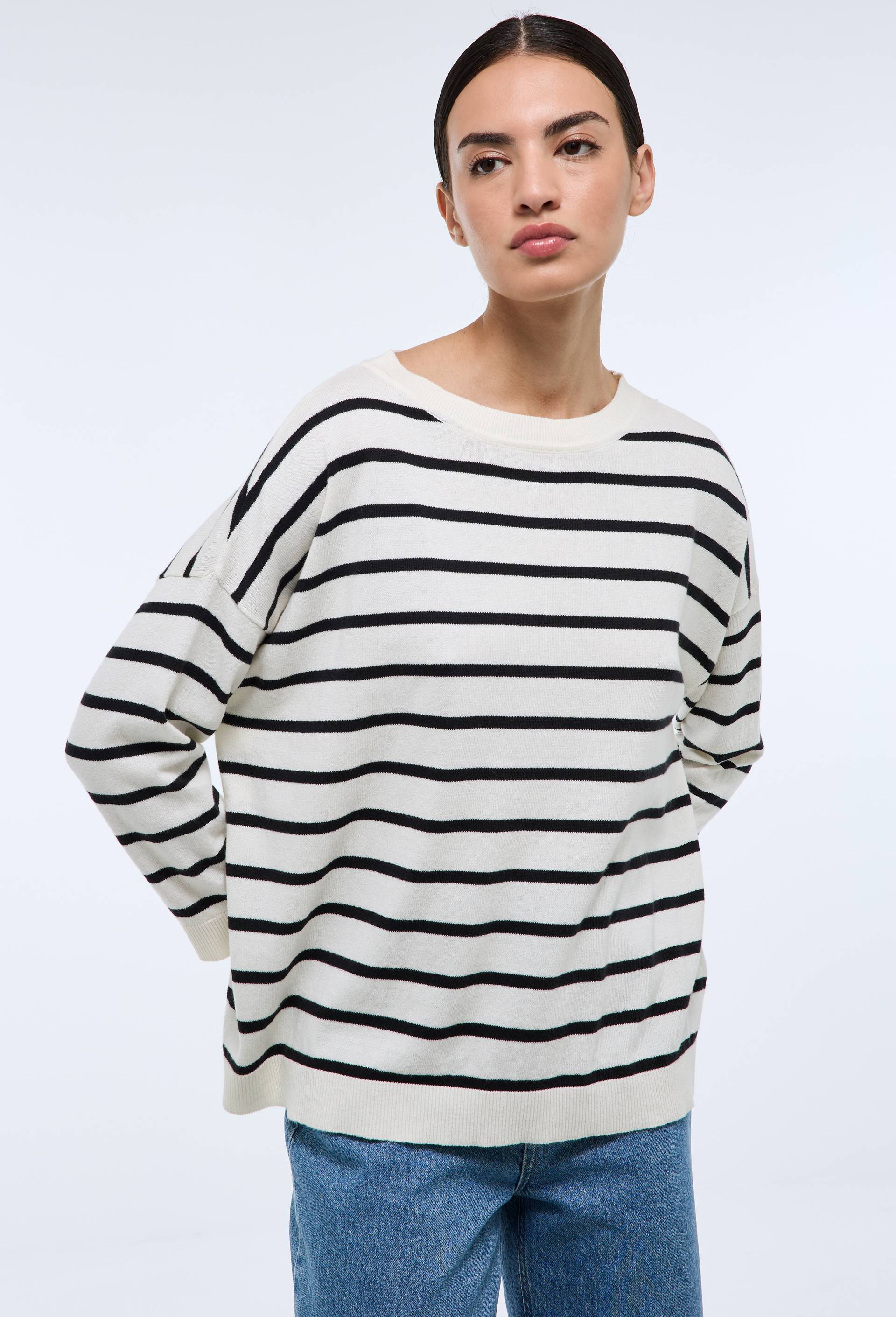 Pull marinière manches coude en coton BIO GOTS - MONOPRIX - Modalova