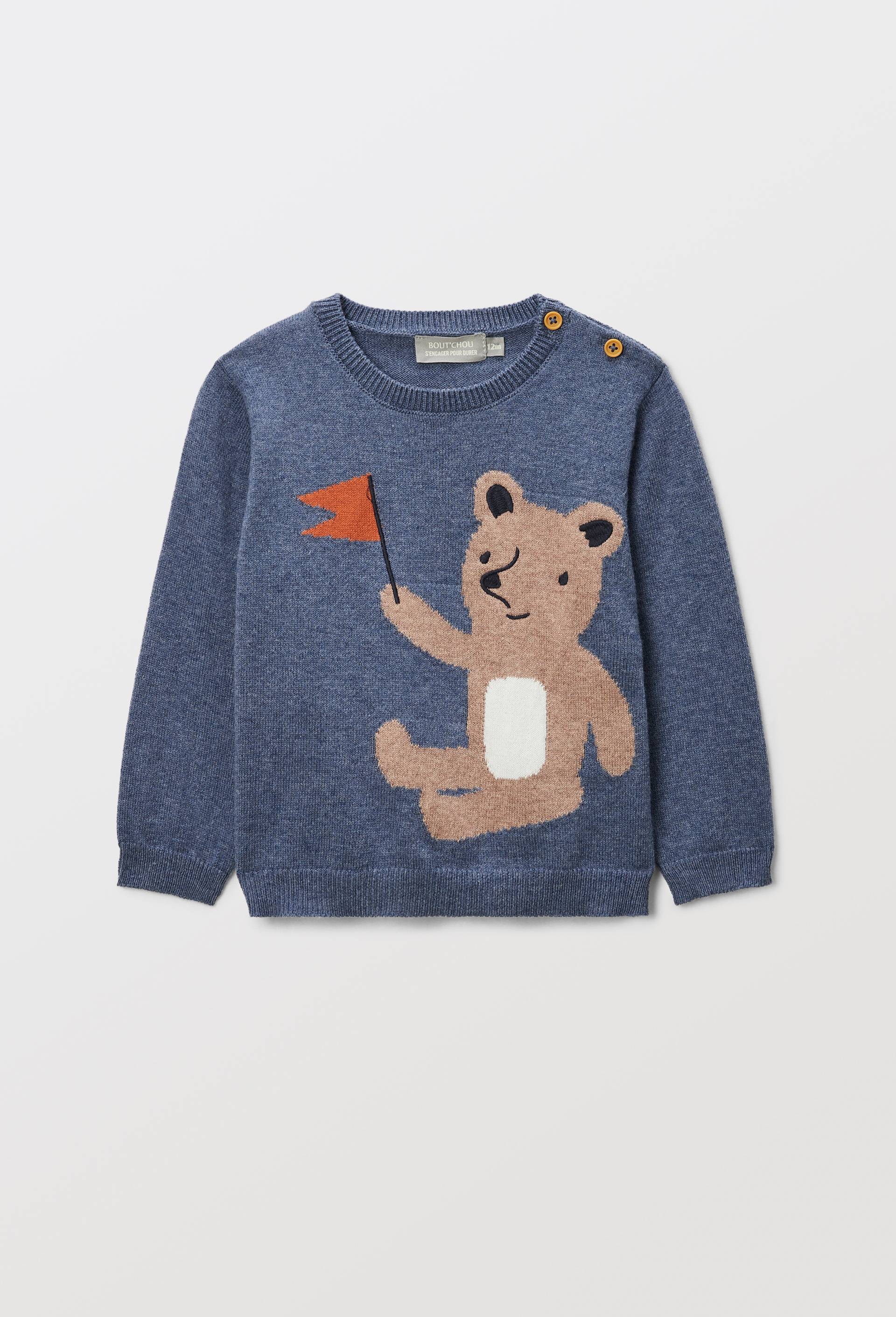 Pull fantaisie contenant de la laine, Bleu, large image number 0