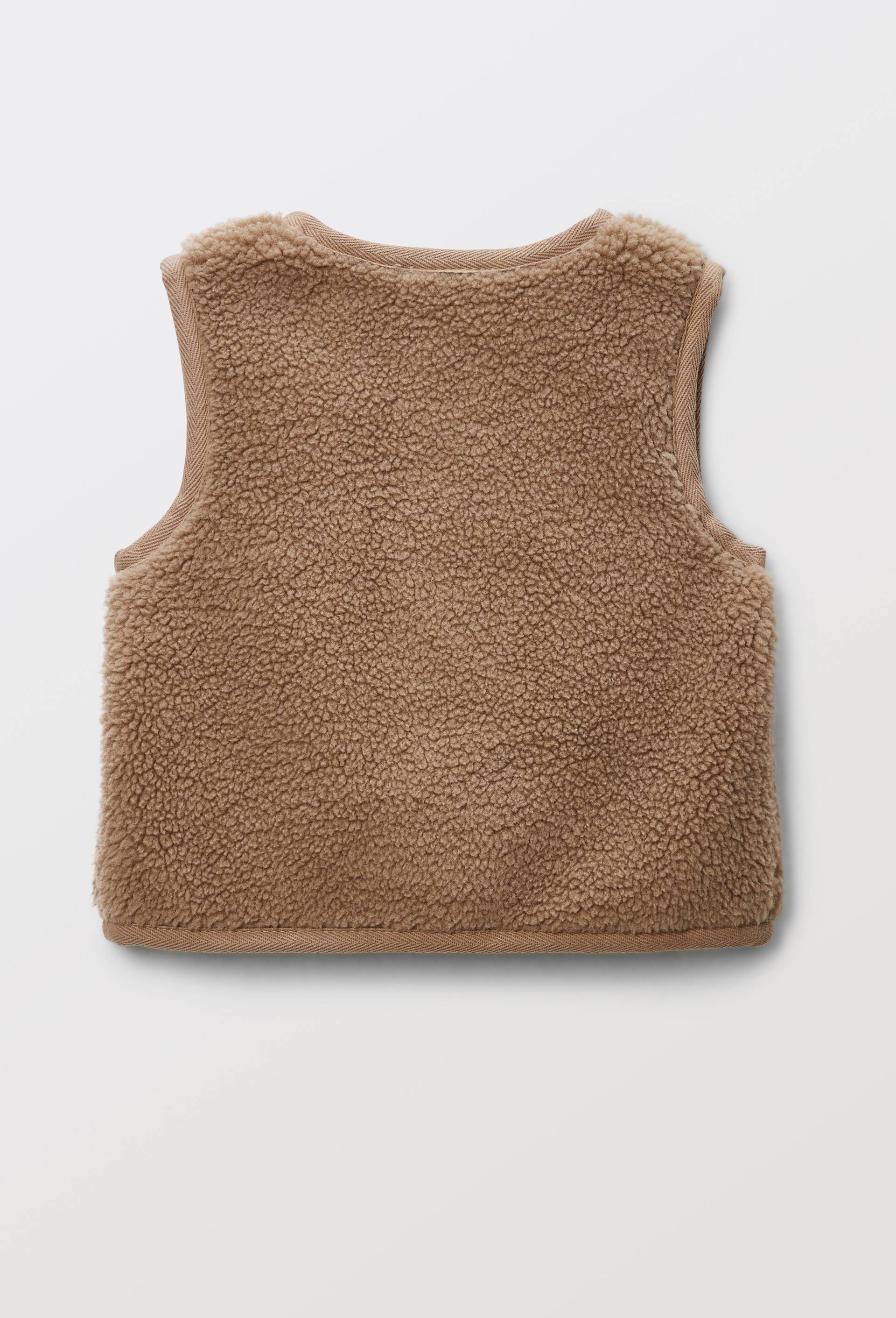 Gilet sans manches uni en sherpa, Brun clair, large image number 1.0