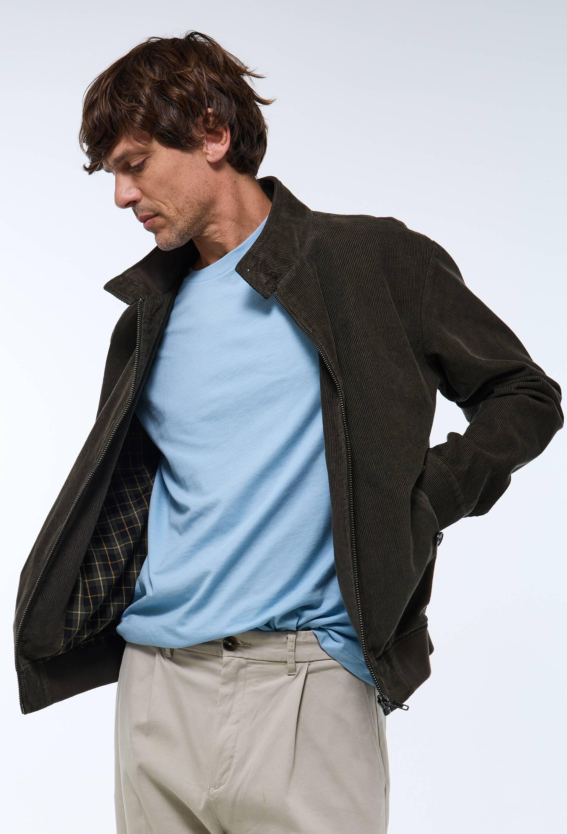 Veste col montant en velours, Vert fonc&eacute;, swatch image