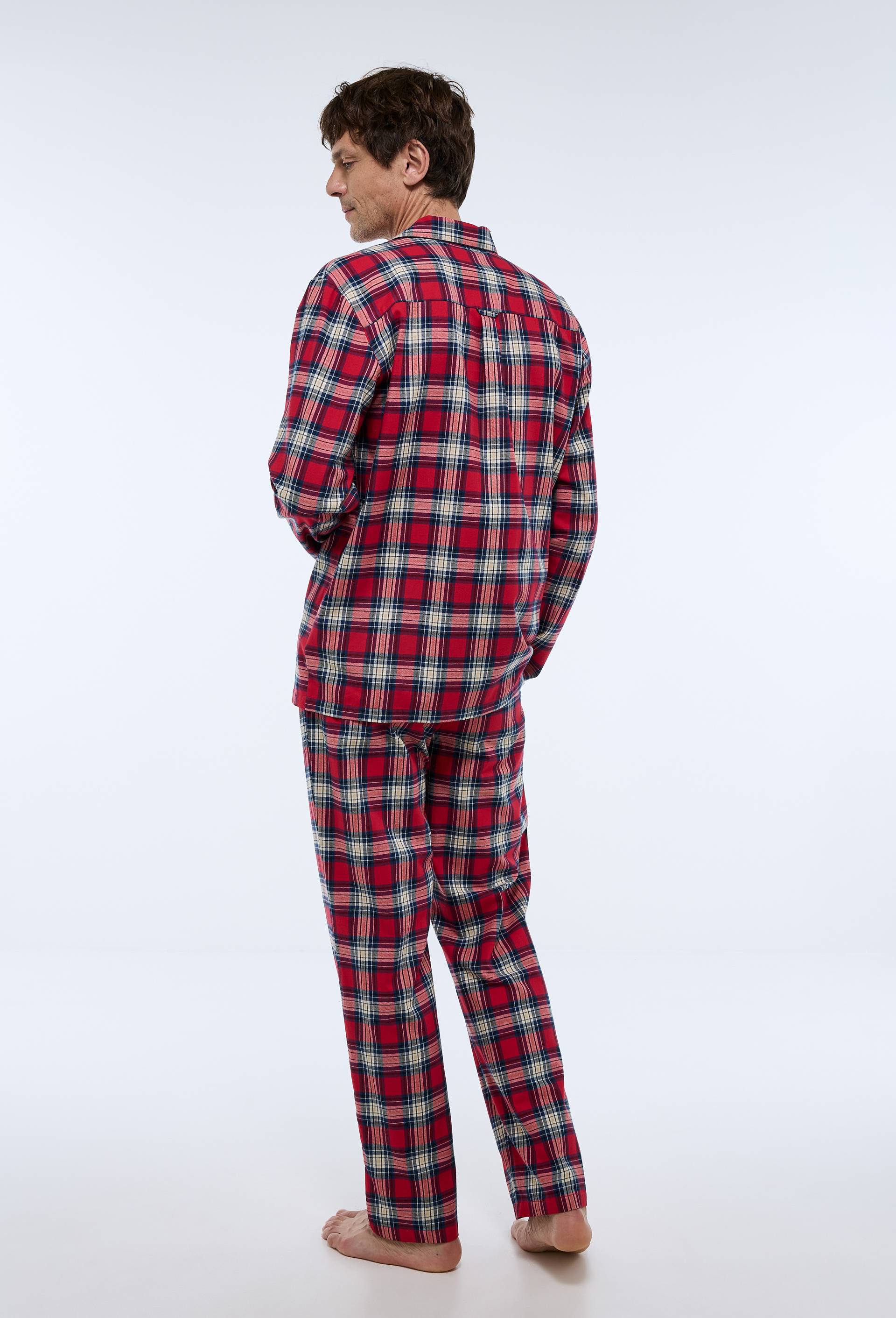 Pyjama manches longues et pantalon en flanelle., Rouge, large image number 1.0
