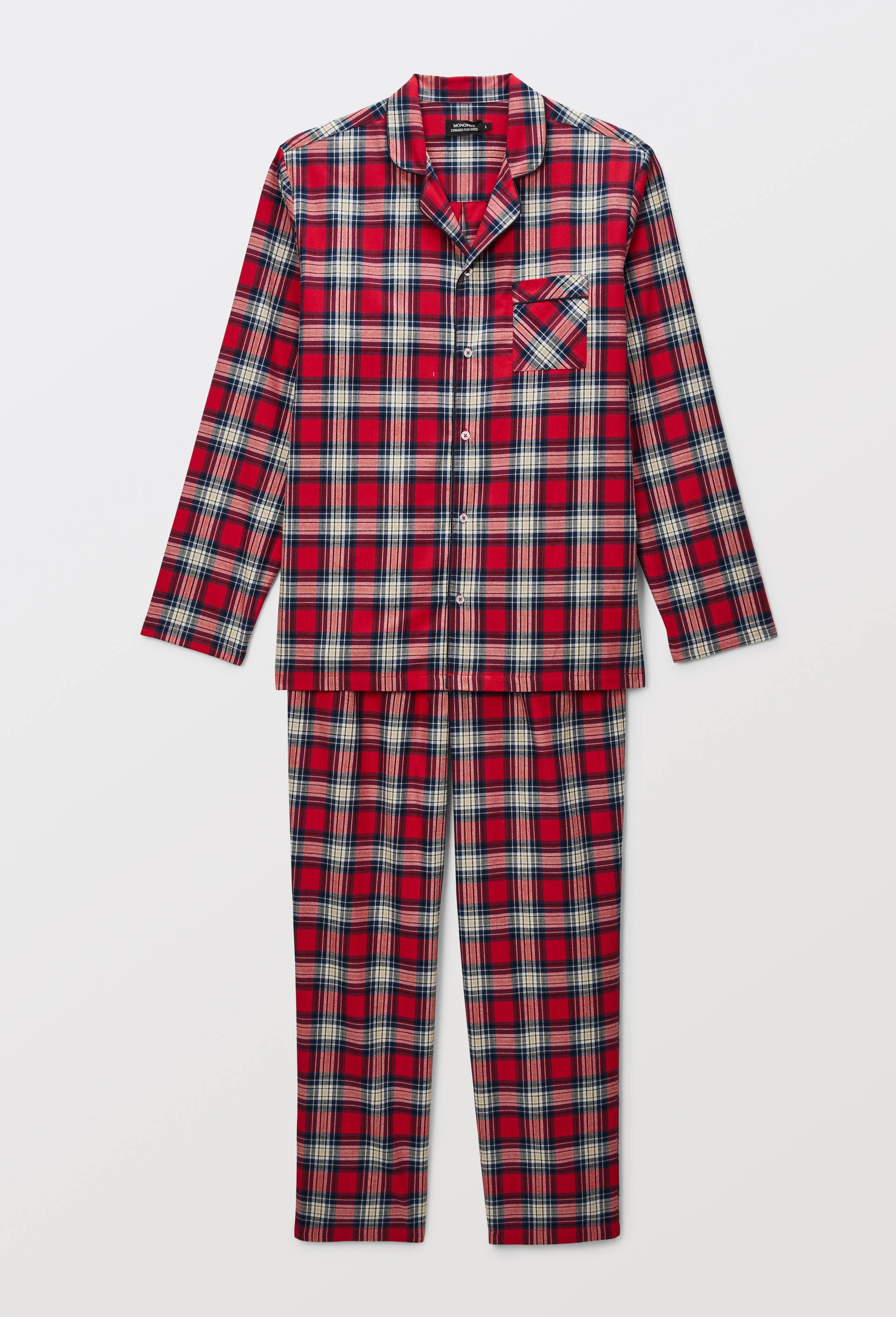 Pyjama manches longues et pantalon en flanelle., Rouge, large image number 2.0