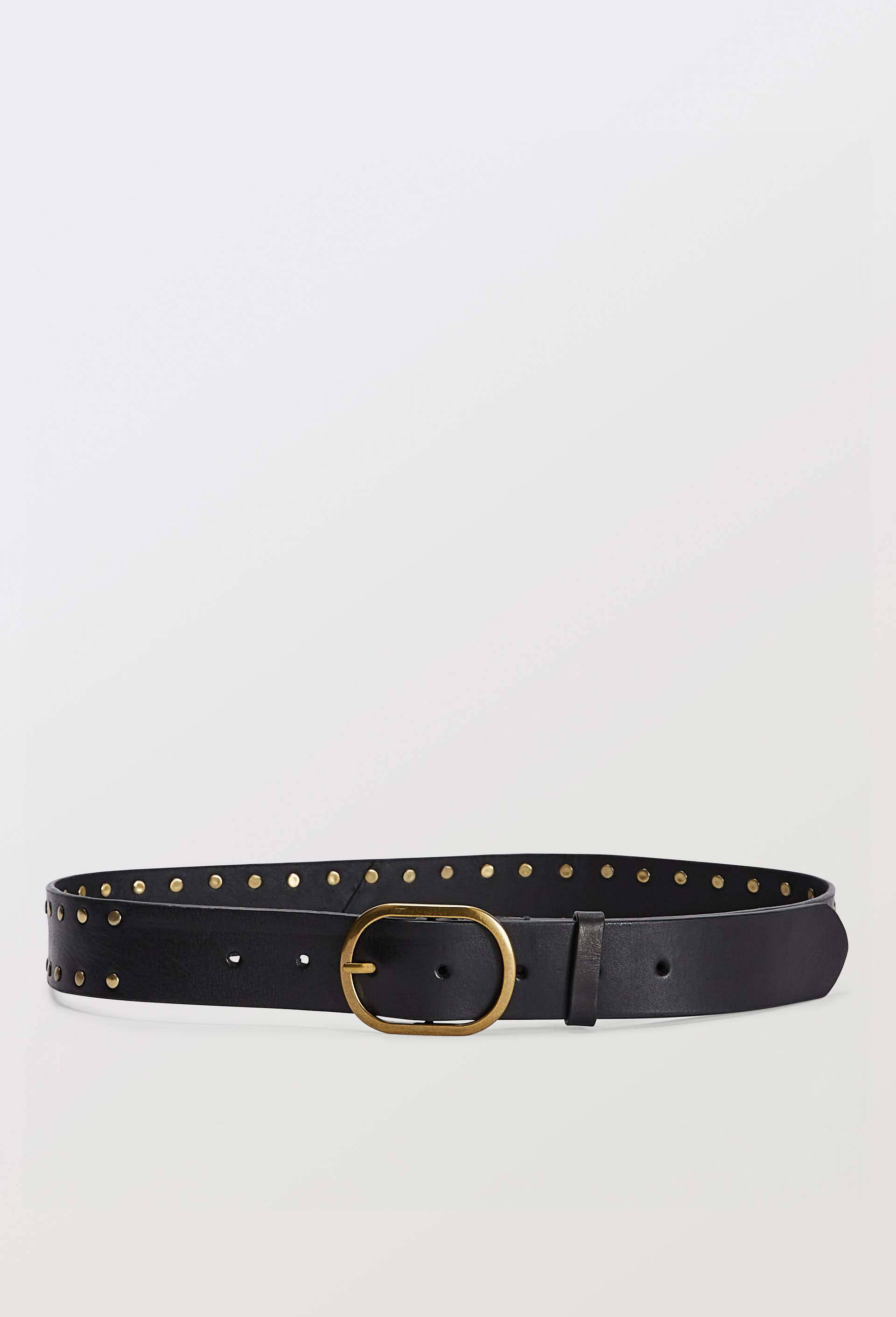 Ceinture &agrave; clous 3,5cm en cuir, Noir, large image number 0