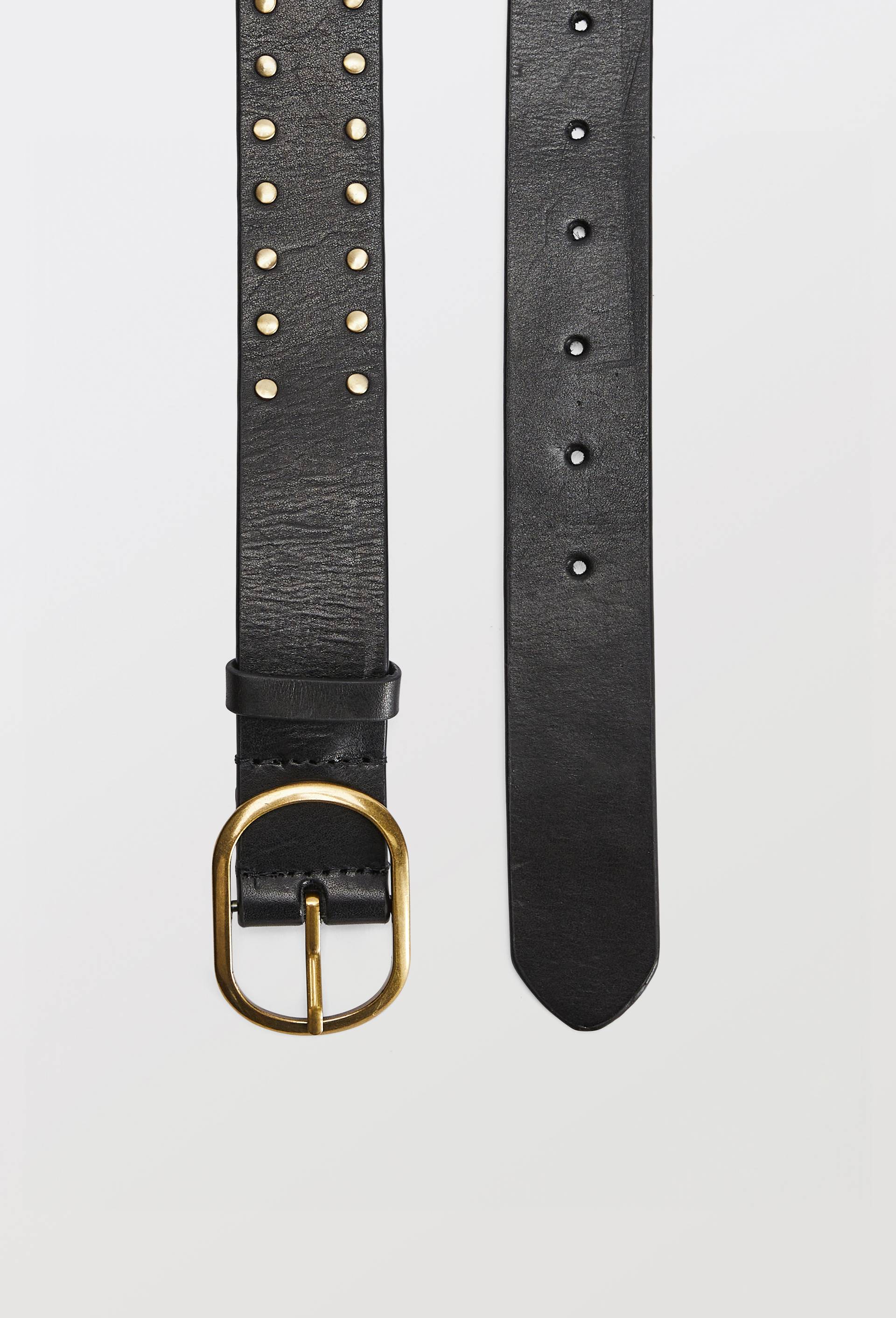 Ceinture &agrave; clous 3,5cm en cuir, Noir, large image number 1