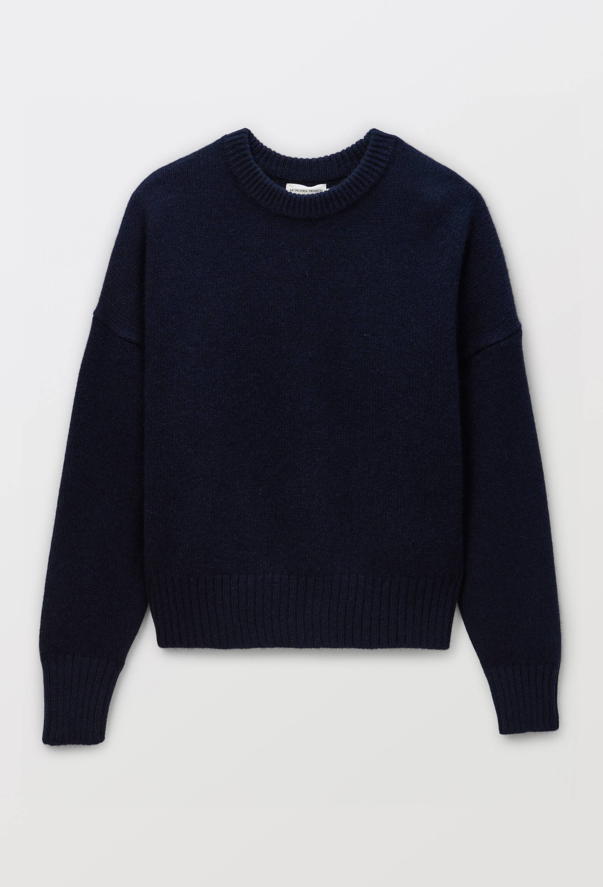 Pull uni col rond ample en 100% cachemire, Bleu fonc&eacute;, large image number 2.0