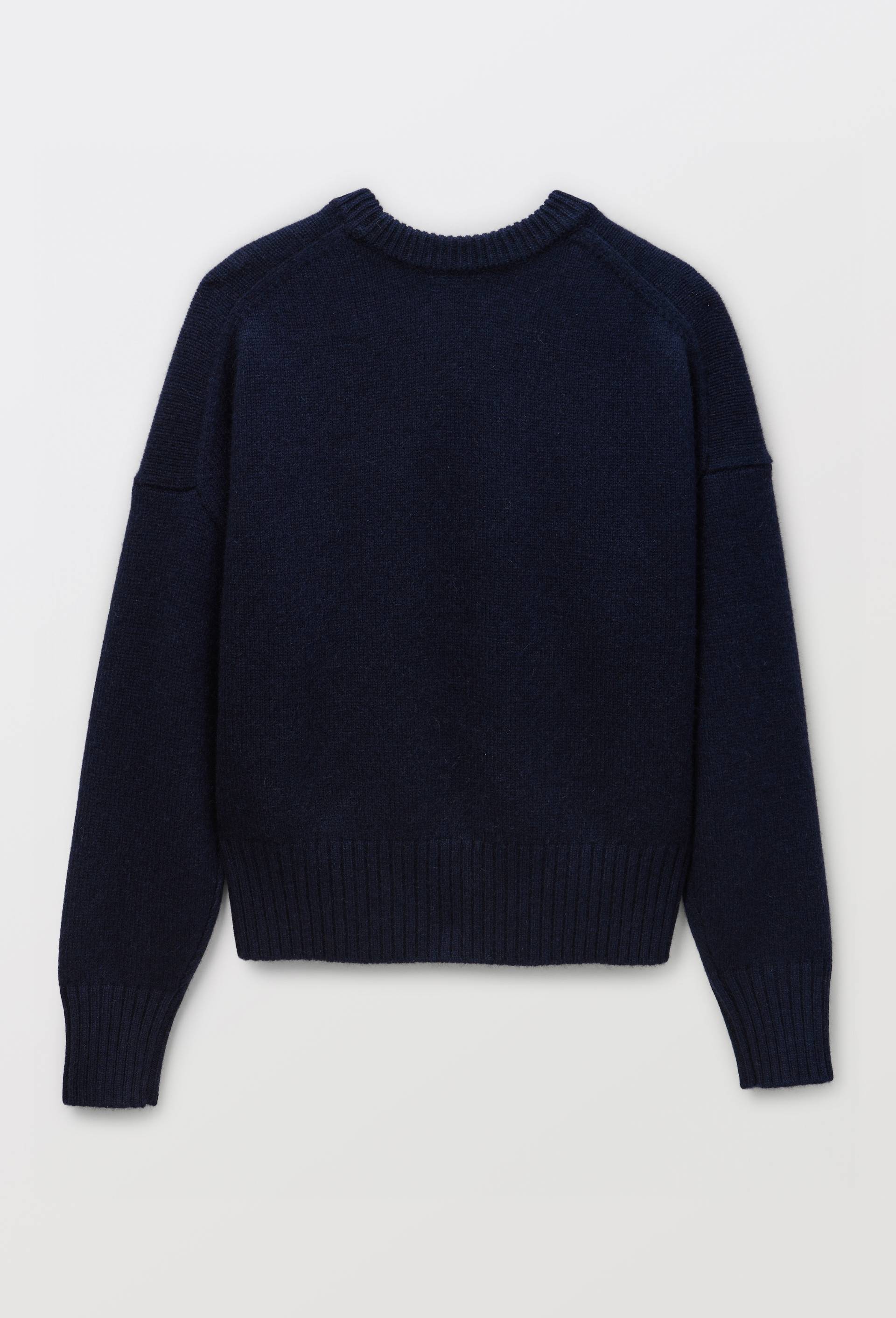 Pull uni col rond ample en 100% cachemire, Bleu fonc&eacute;, large image number 3