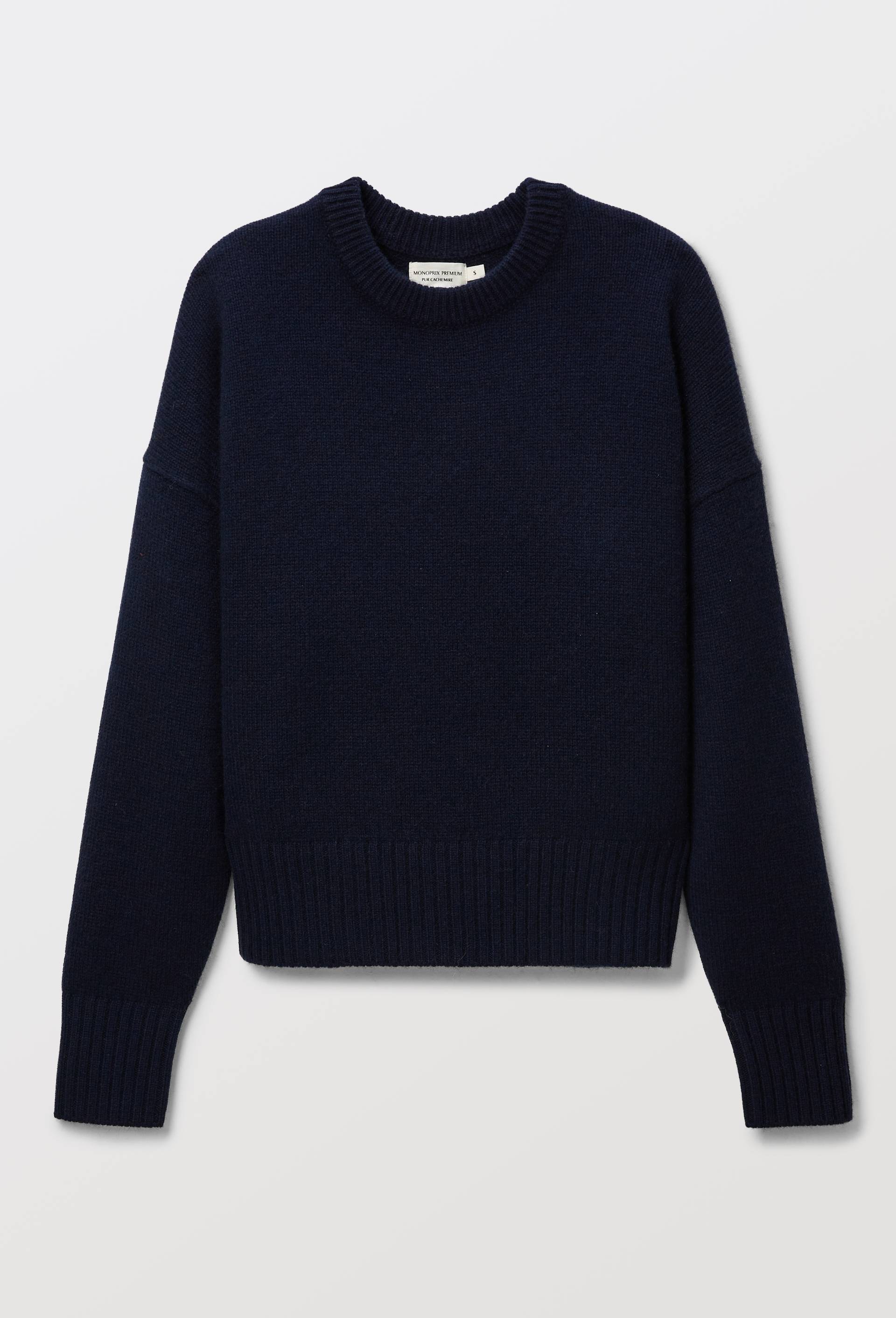 Pull uni col rond ample en 100% cachemire, Bleu fonc&eacute;, large image number 5