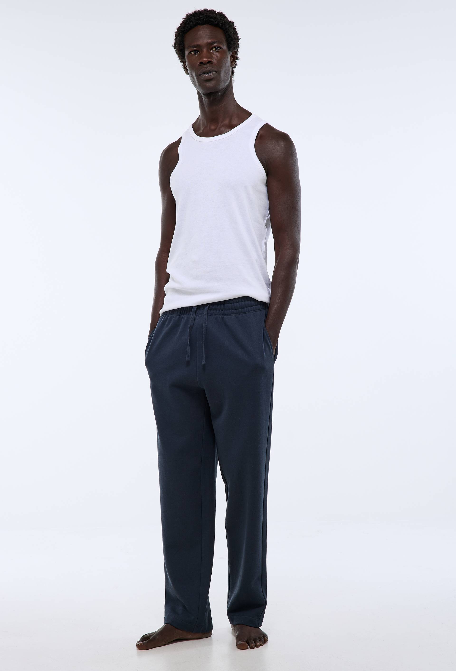 Pantalon molleton en coton BIO GOTS, Bleu fonc&eacute;, swatch image