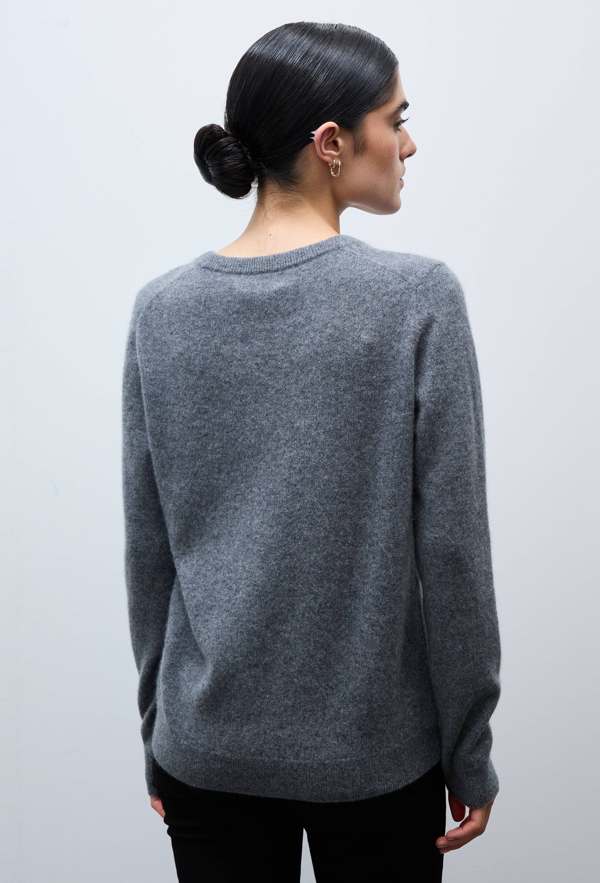 Pull uni col rond en 100% cachemire, Gris, large image number 2.0