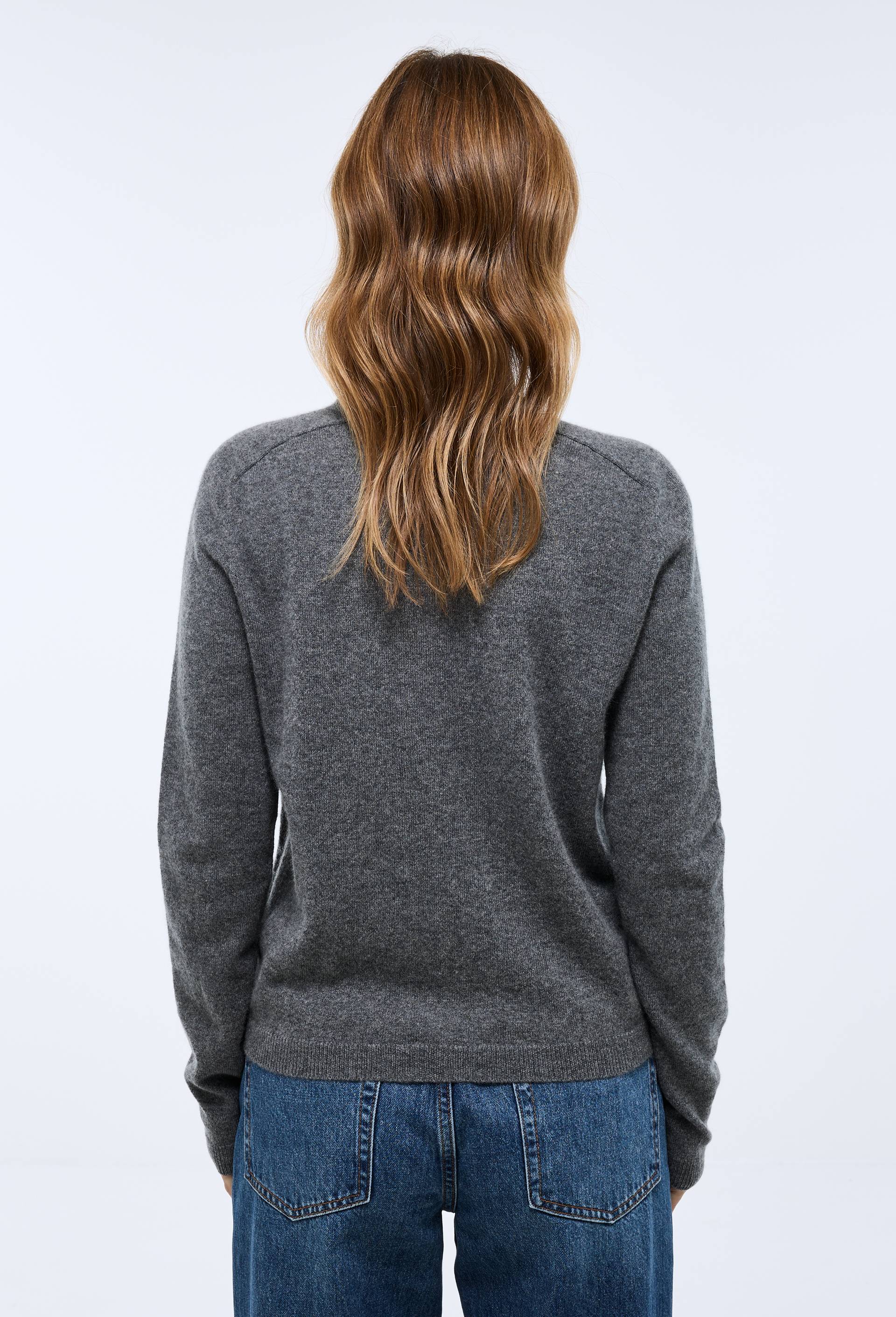 Cardigan uni col rond en 100% cachemire, Gris, large image number 2