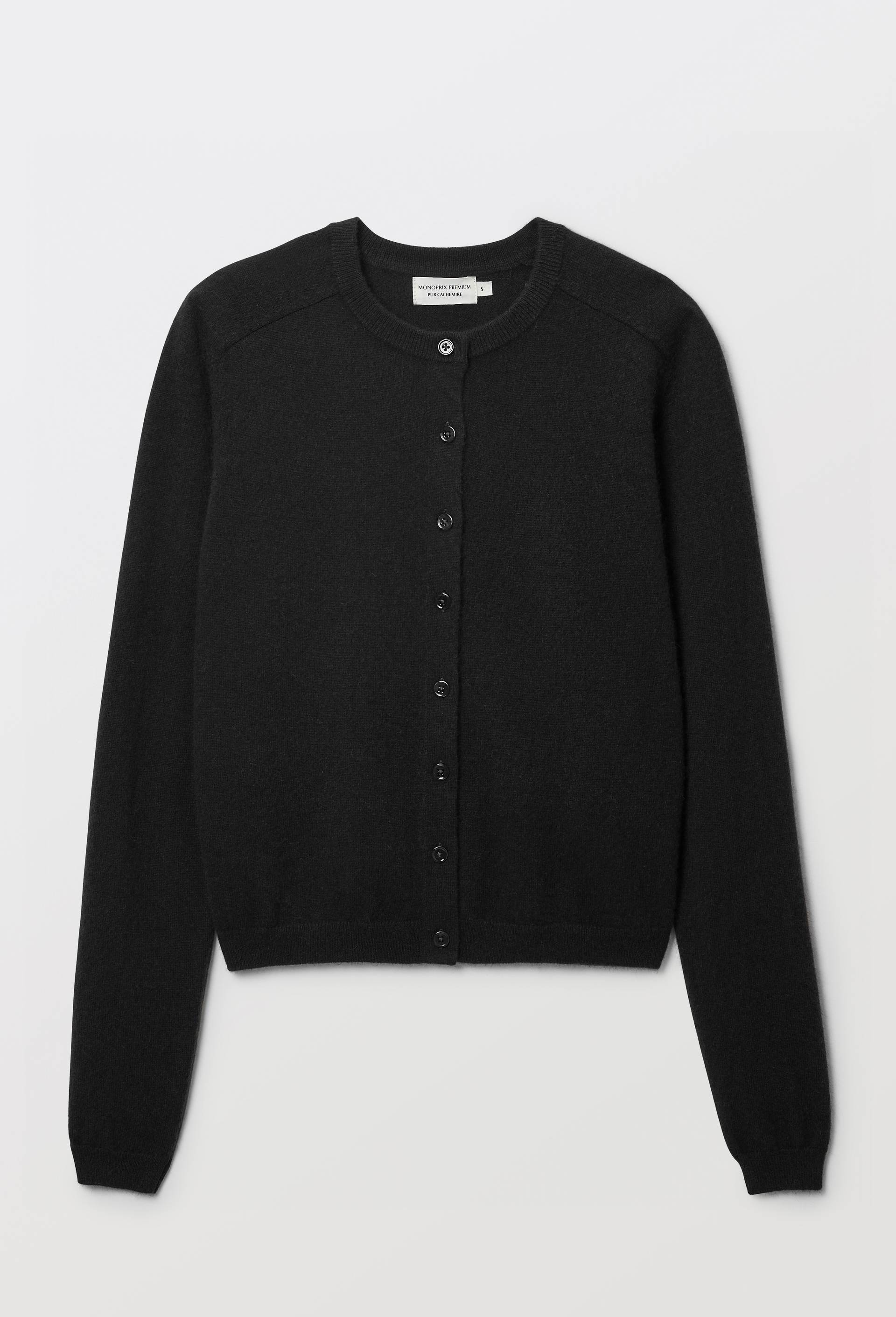 Cardigan uni col rond en 100% cachemire, Noir, large image number 3.0
