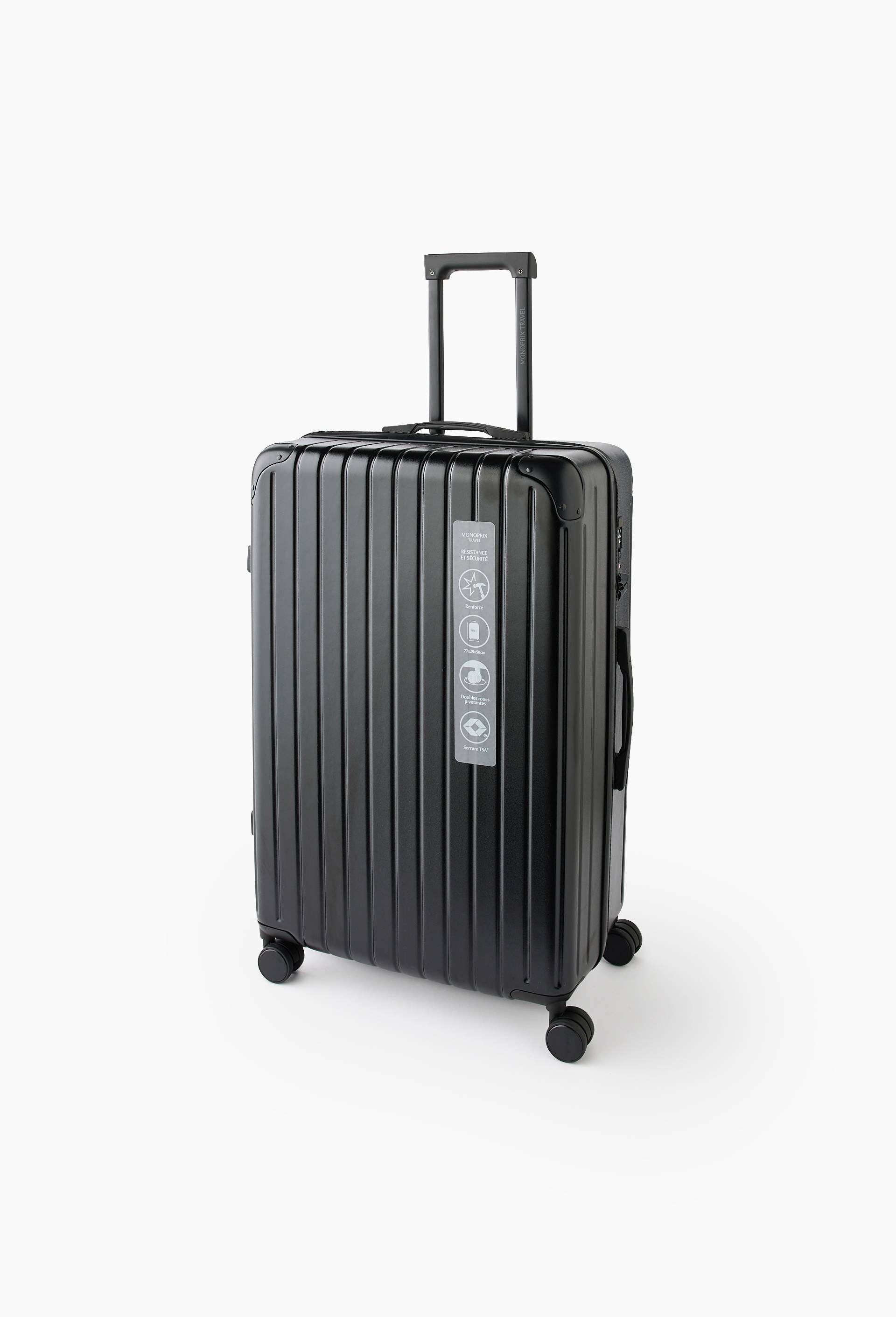 Valise rigide premium, 4 roues doubles, 77 cm, Noir, large image number 0.0