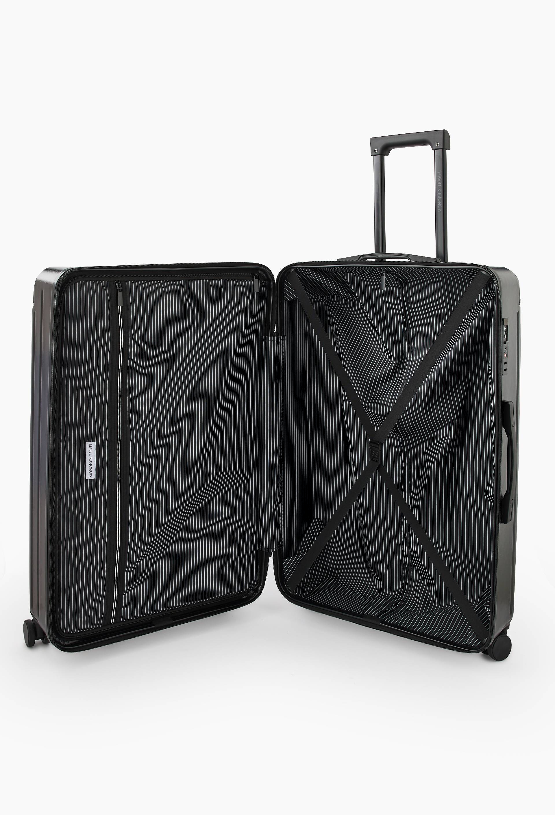 Valise rigide premium, 4 roues doubles, 77 cm, Noir, large image number 1