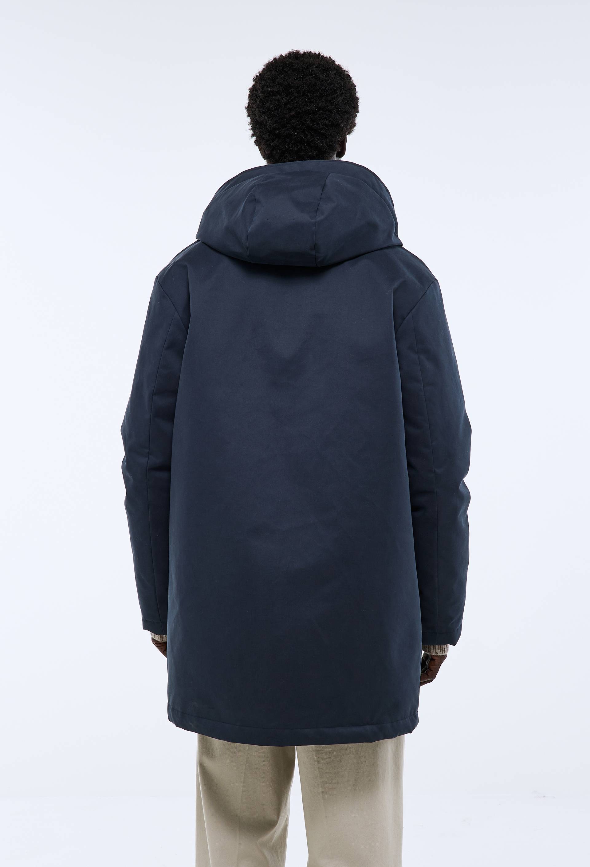 Parka &agrave; capuche d&eacute;perlante en coton, Bleu fonc&eacute;, large image number 1