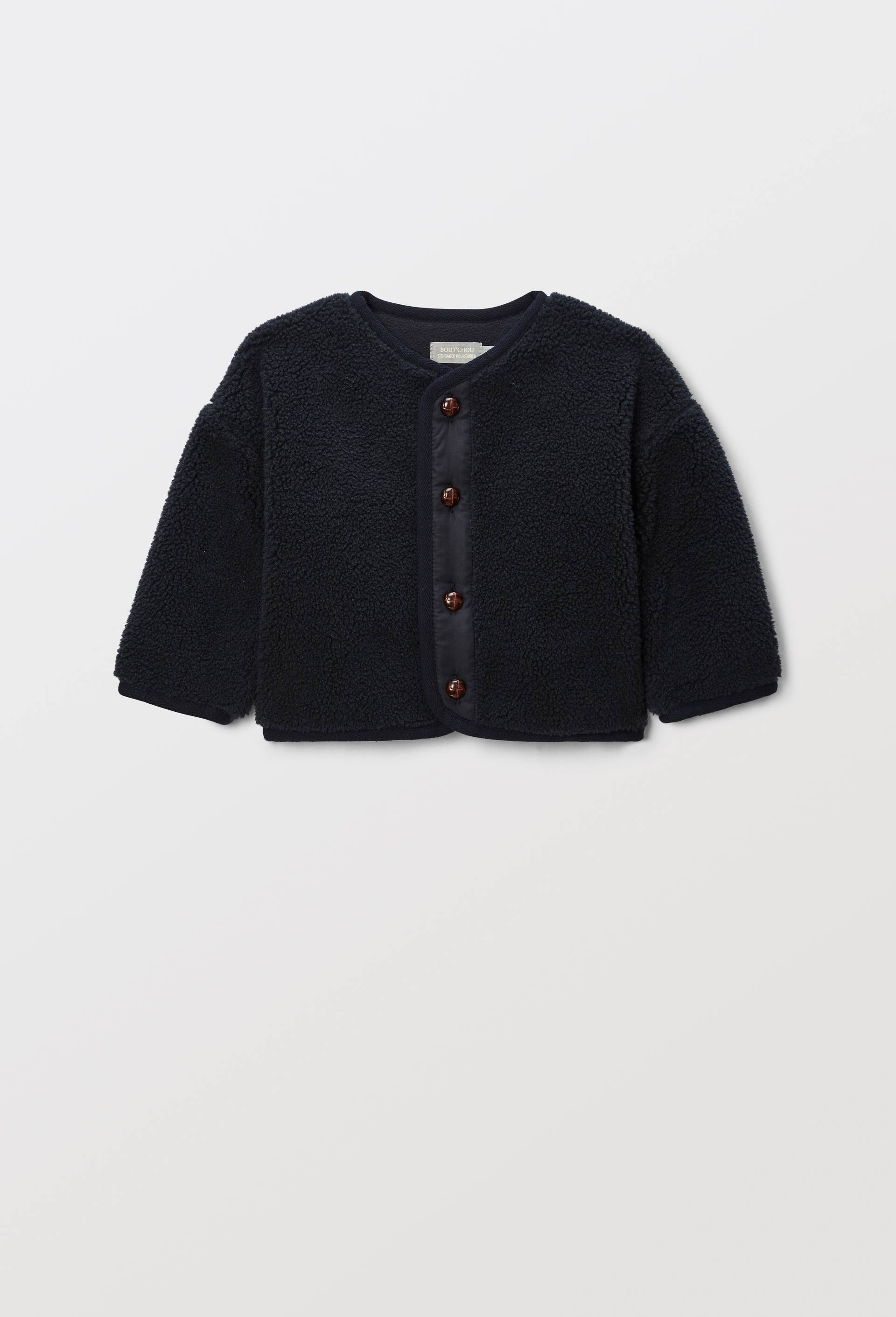 Veste unie en sherpa, Bleu fonc&eacute;, large image number 0