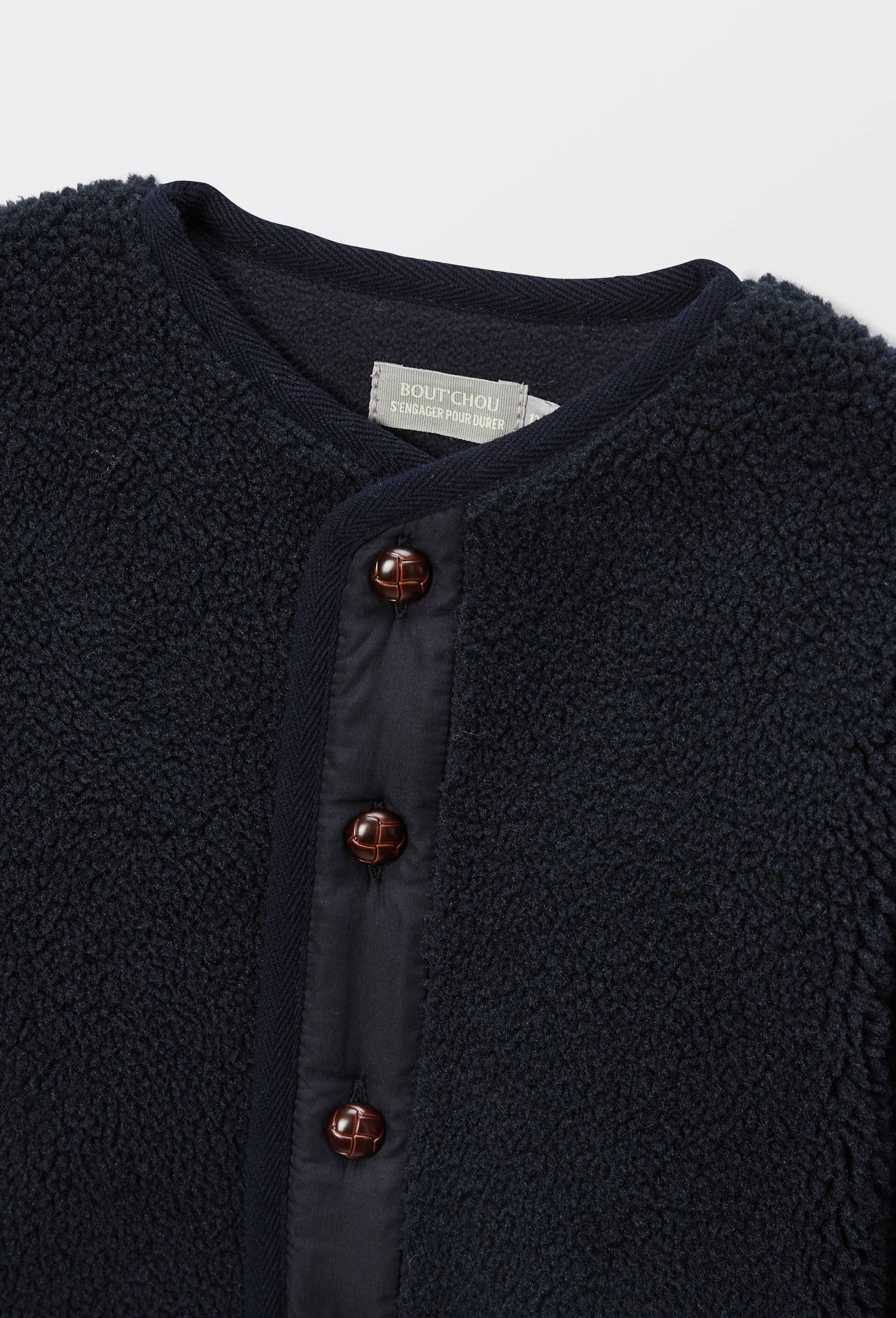 Veste unie en sherpa, Bleu fonc&eacute;, large image number 2