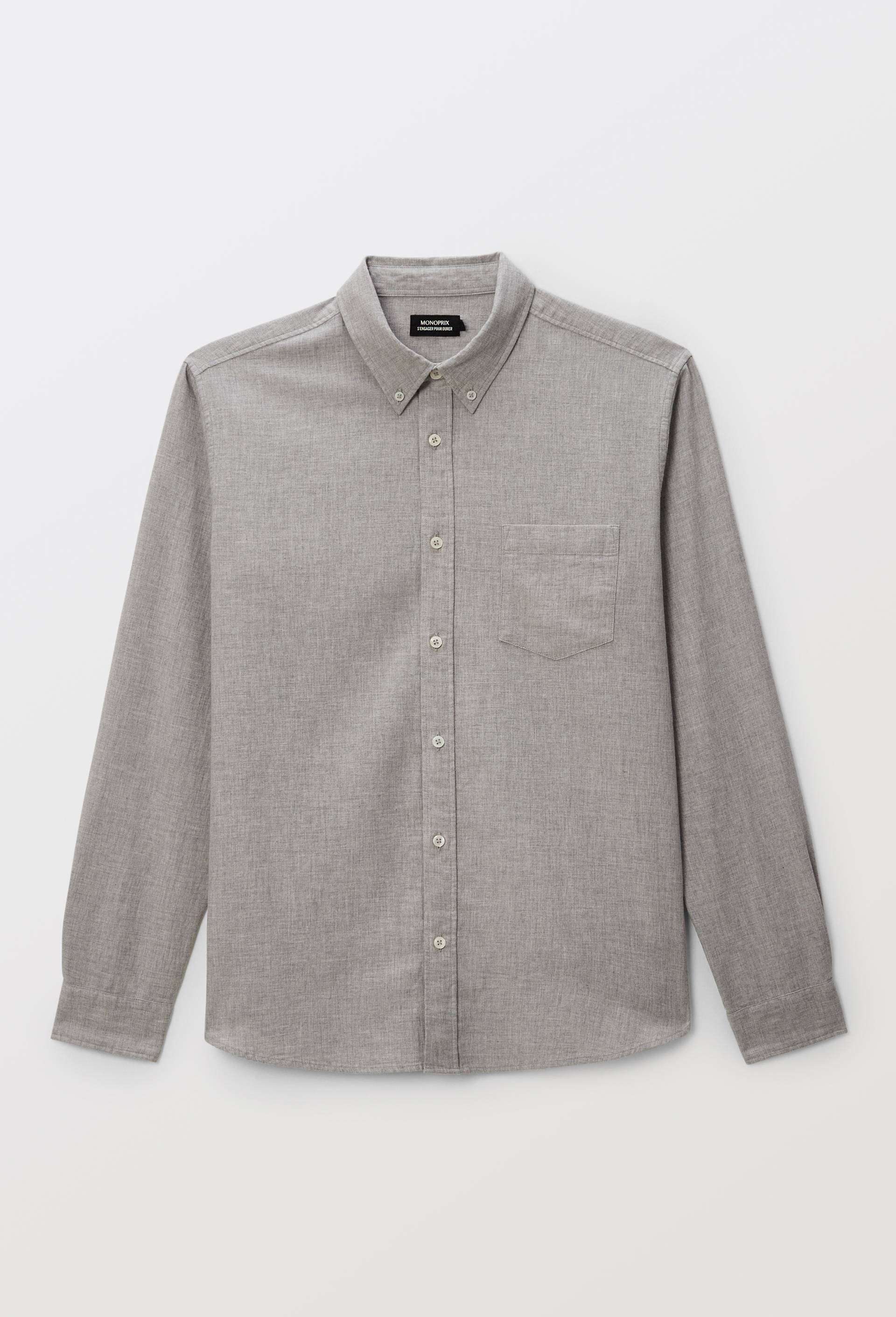 Chemise manches longues en flanelle de coton BIO GOTS - MONOPRIX - Modalova