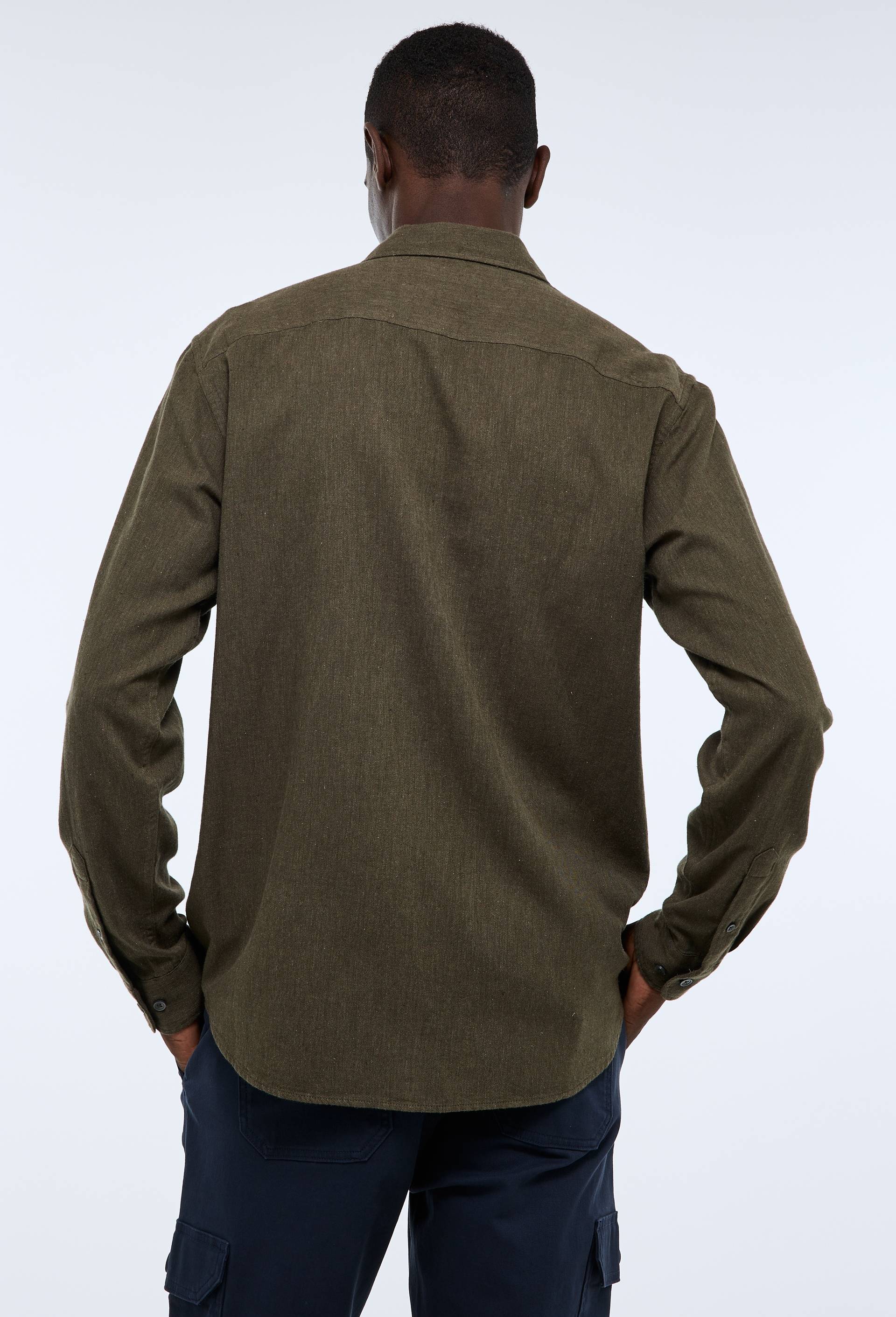 Chemise manches longues en flanelle de coton BIO GOTS, Vert fonc&eacute;, large image number 1