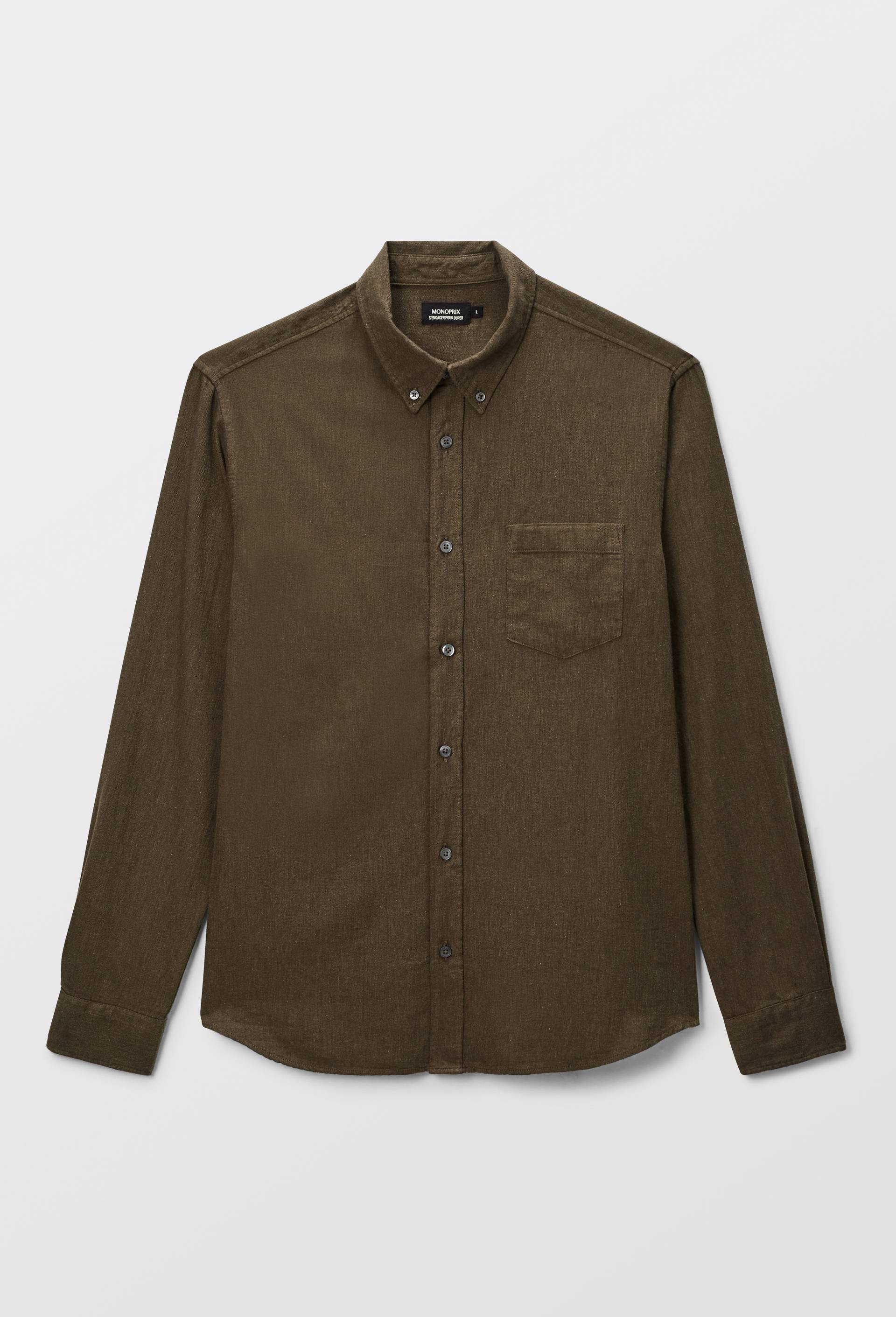 Chemise manches longues en flanelle de coton BIO GOTS, Vert fonc&eacute;, large image number 2