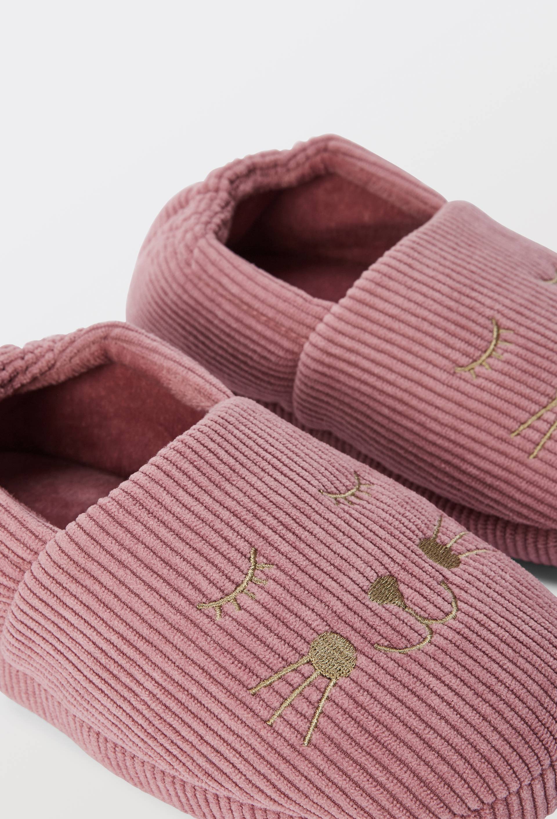Chaussons fille velours c&ocirc;tel&eacute;, Rose fonc&eacute;, large image number 2