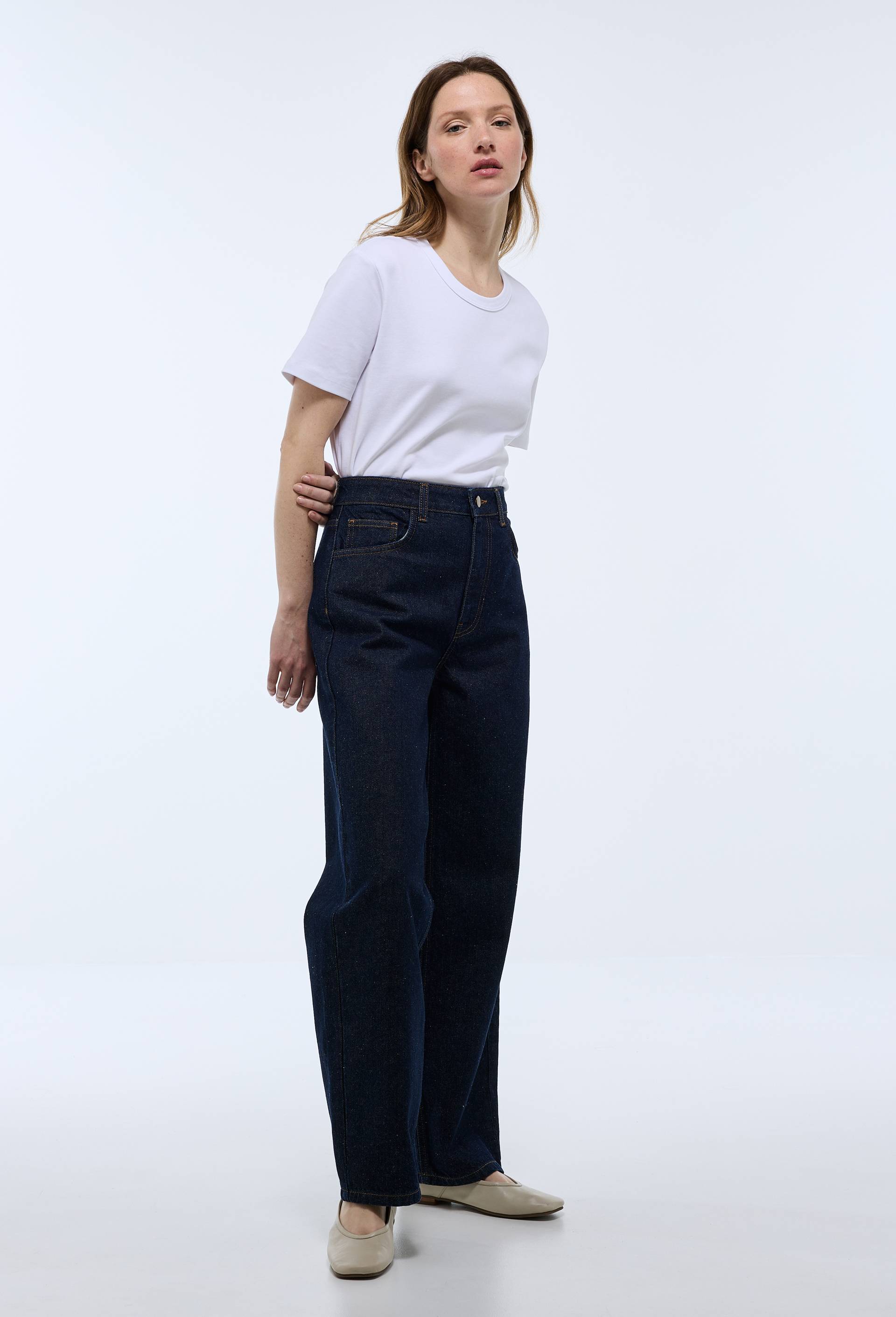 Jean large en coton, Bleu fonc&eacute;, large image number 0
