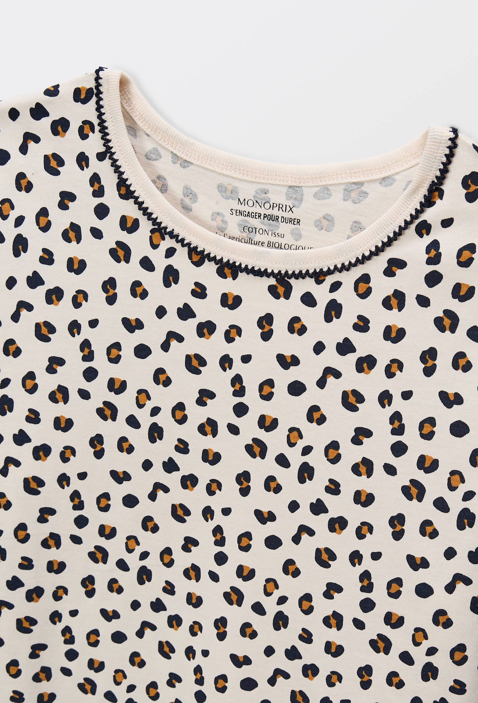 Pyjama manches longues imprim&eacute; en jersey coton BIO GOTS, Beige clair, large image number 2.0
