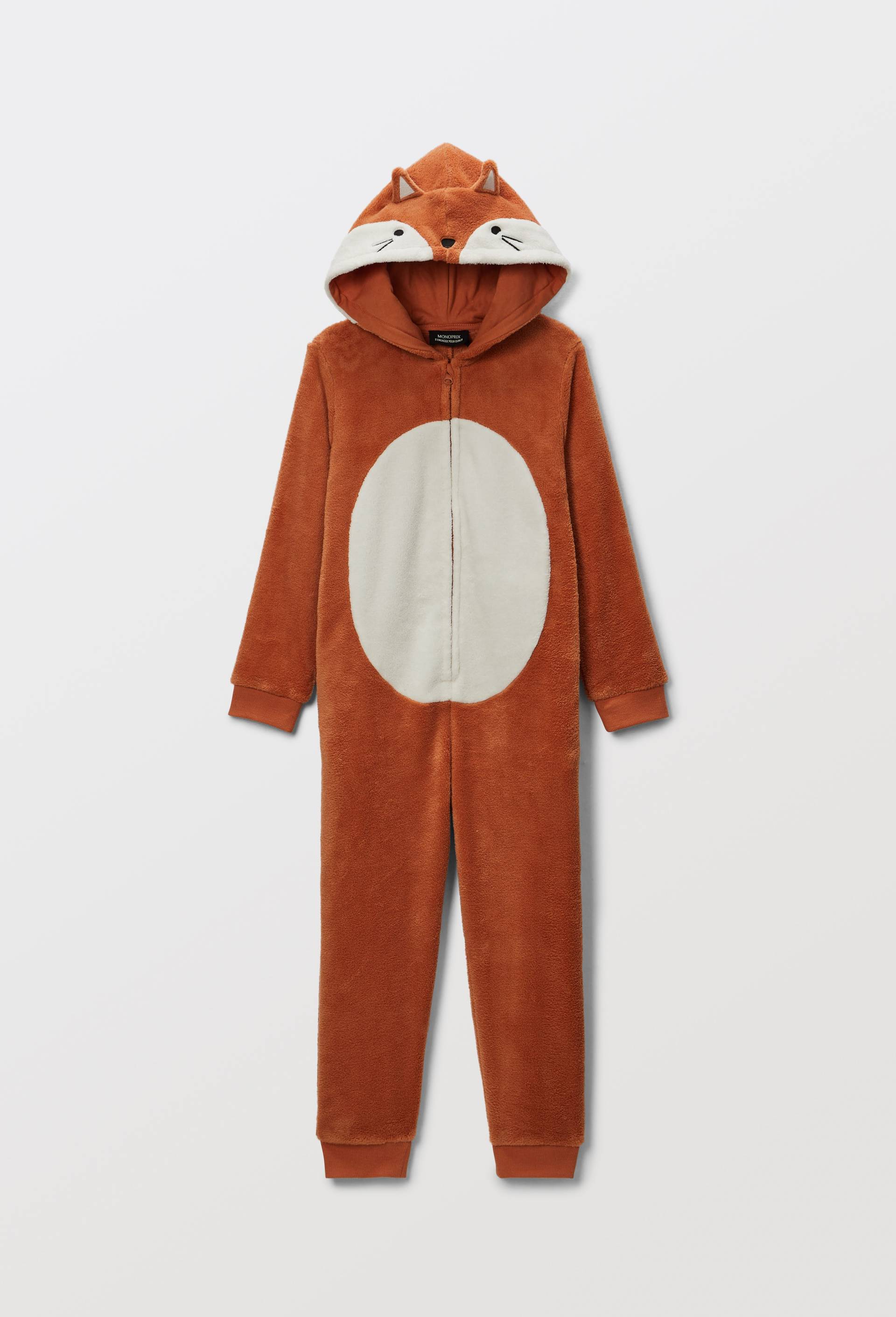 Combinaison renard &agrave; capuche en polaire, Orange fonc&eacute;, large image number 0