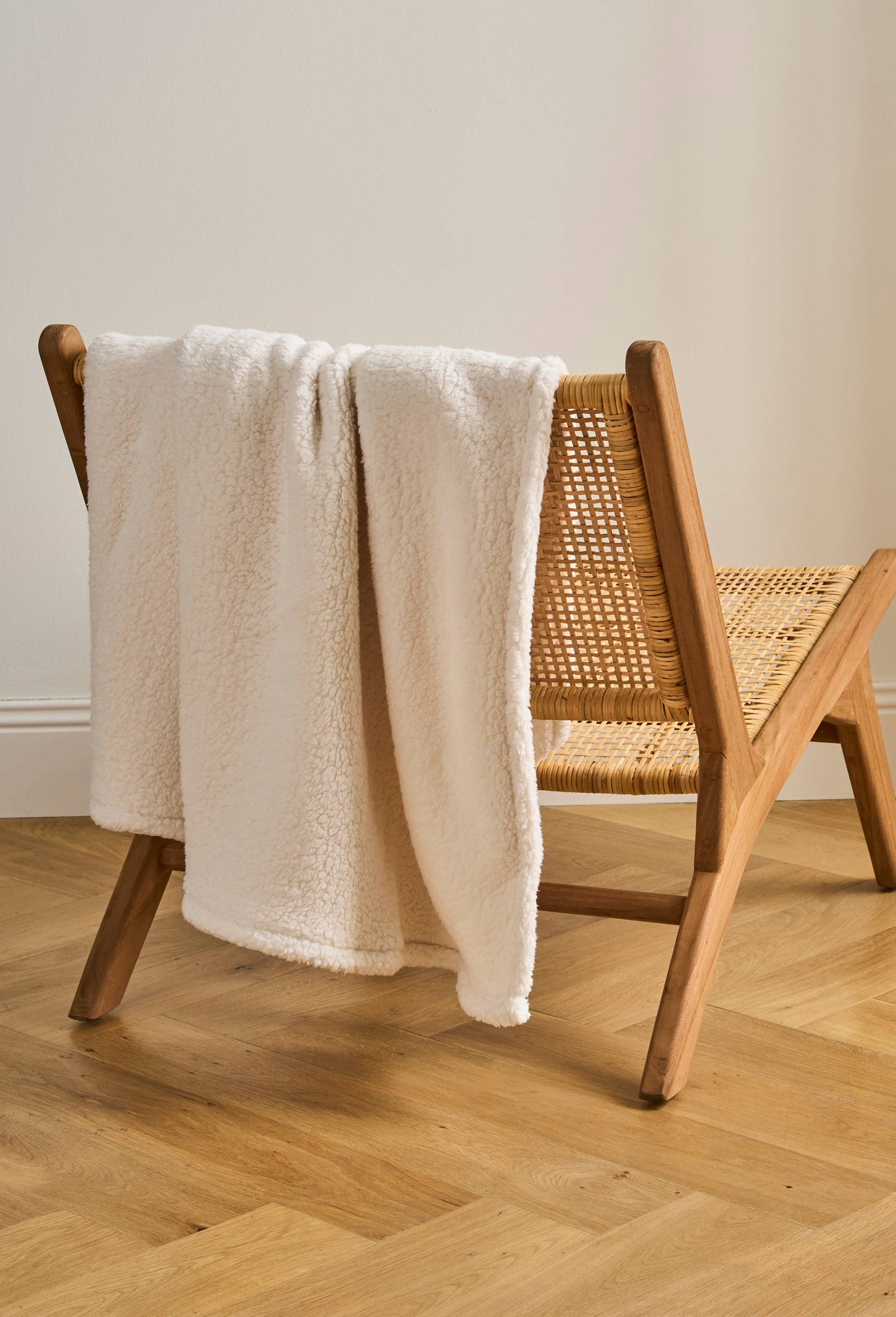 Plaid fines rayures, polyester recycl&eacute;, Blanc, large image number 0