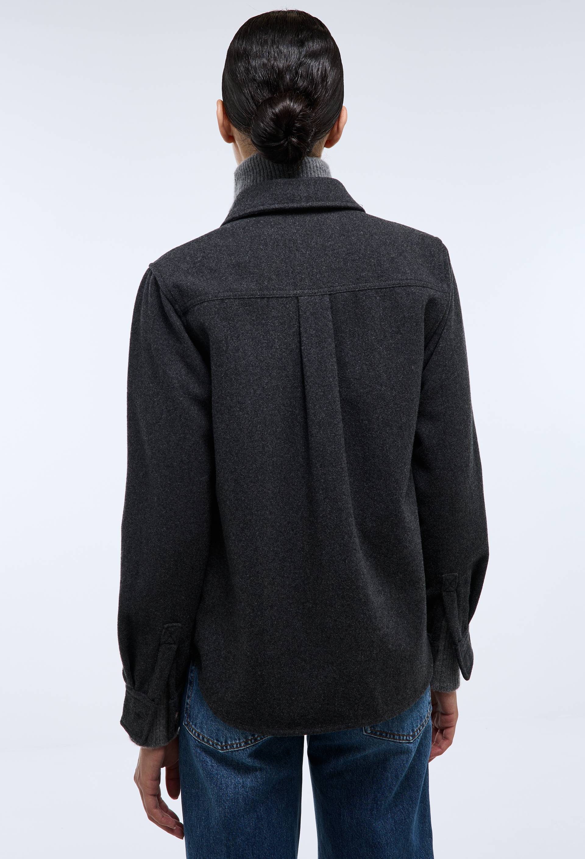 Chemise manches longues contenant de la laine, Gris fonc&eacute;, large image number 1