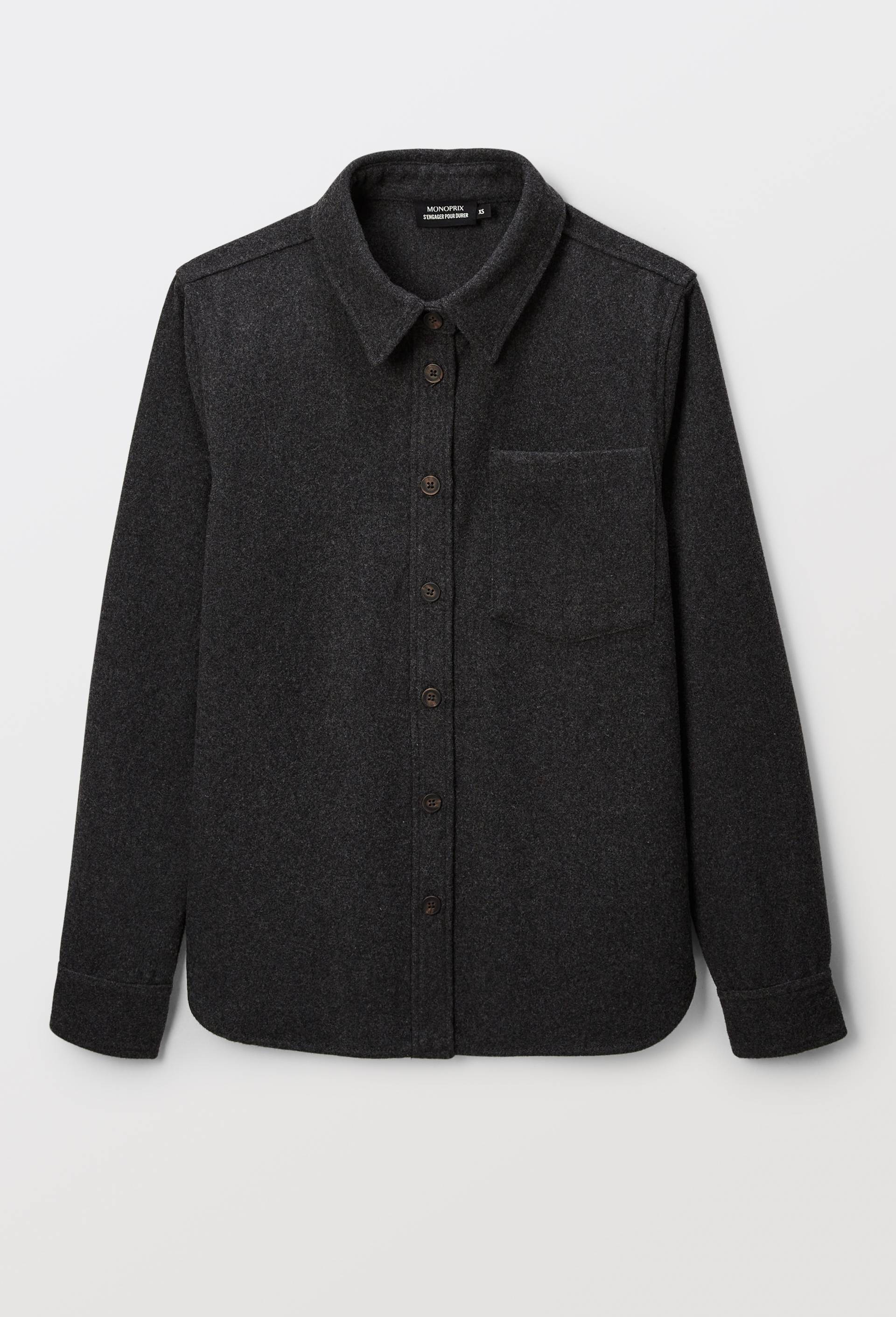 Chemise manches longues contenant de la laine, Gris fonc&eacute;, large image number 2