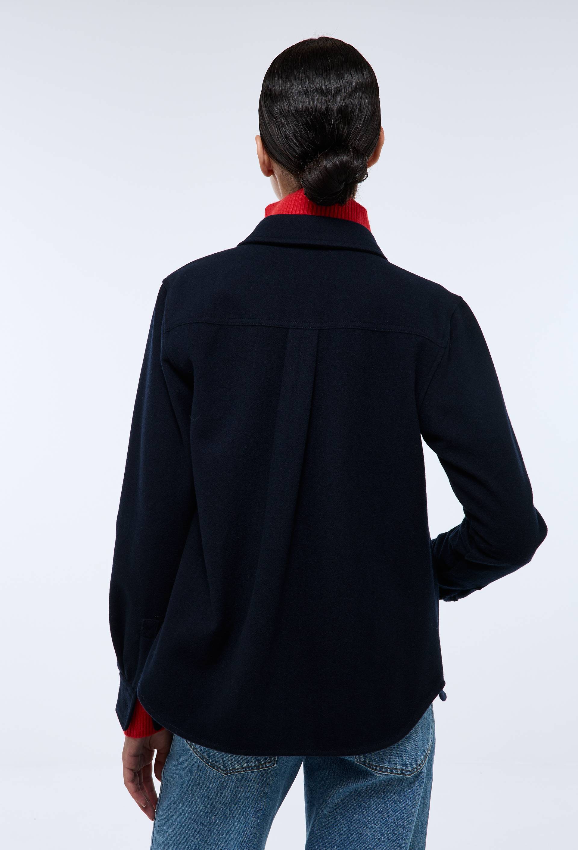 Chemise manches longues contenant de la laine, Bleu fonc&eacute;, large image number 1.0