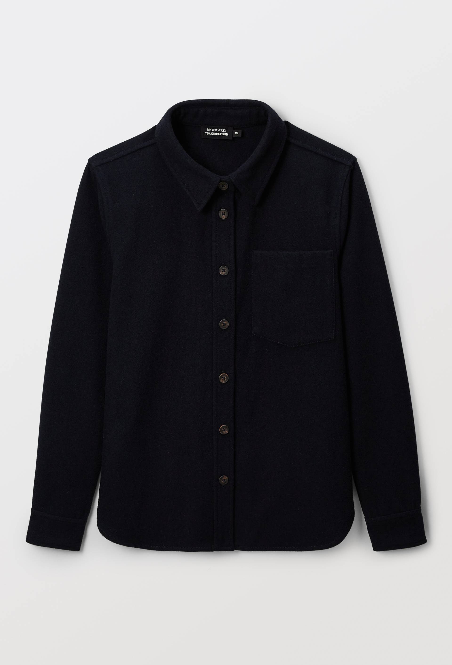 Chemise manches longues contenant de la laine, Bleu fonc&eacute;, large image number 2