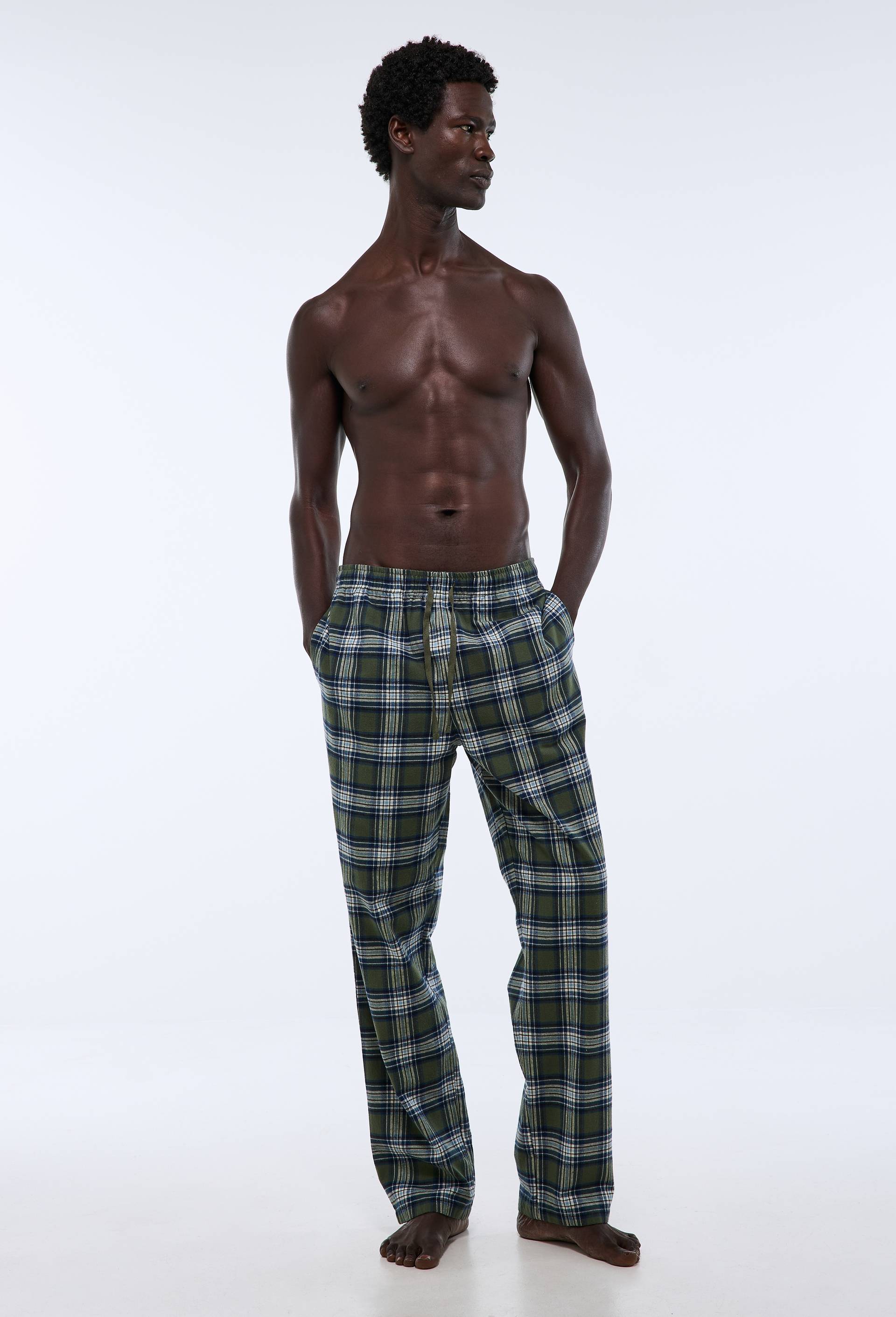 Pantalon &agrave; carreaux en coton BIO GOTS, Vert fonc&eacute;, large image number 0.0