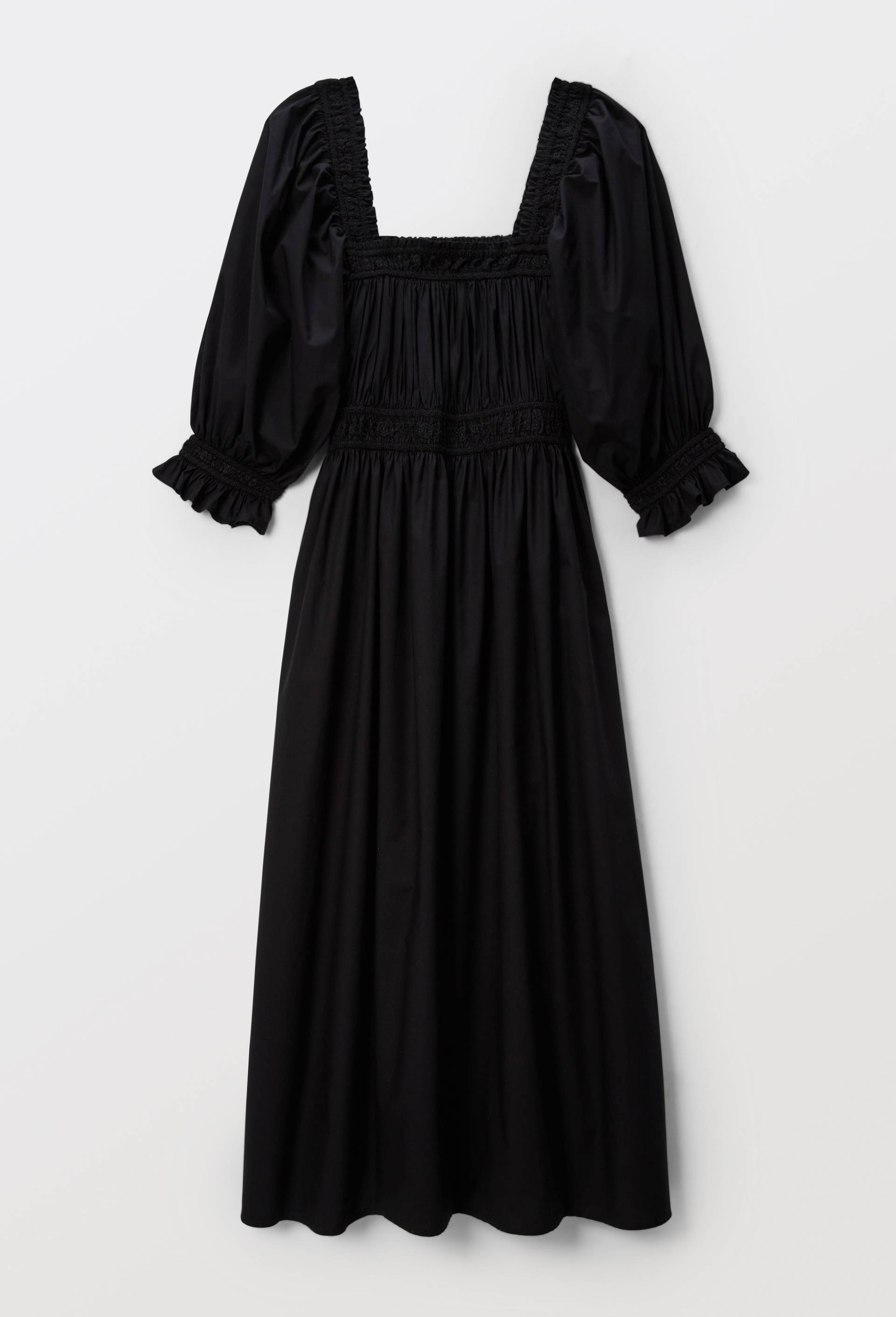 Robe manches coudes unie en coton BIO GOTS, Noir, large image number 2.0