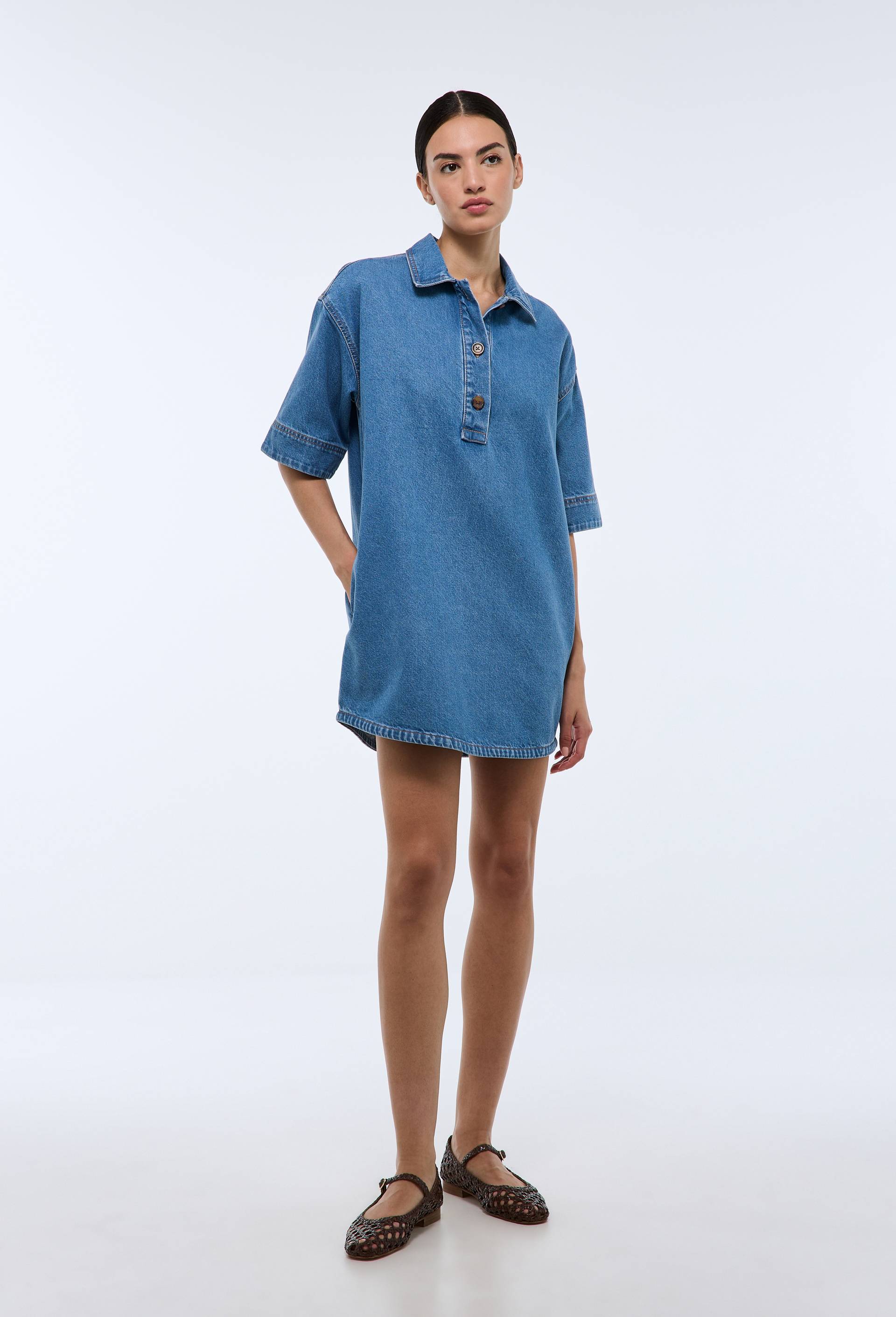 Robe courte en denim en coton - MONOPRIX - Modalova