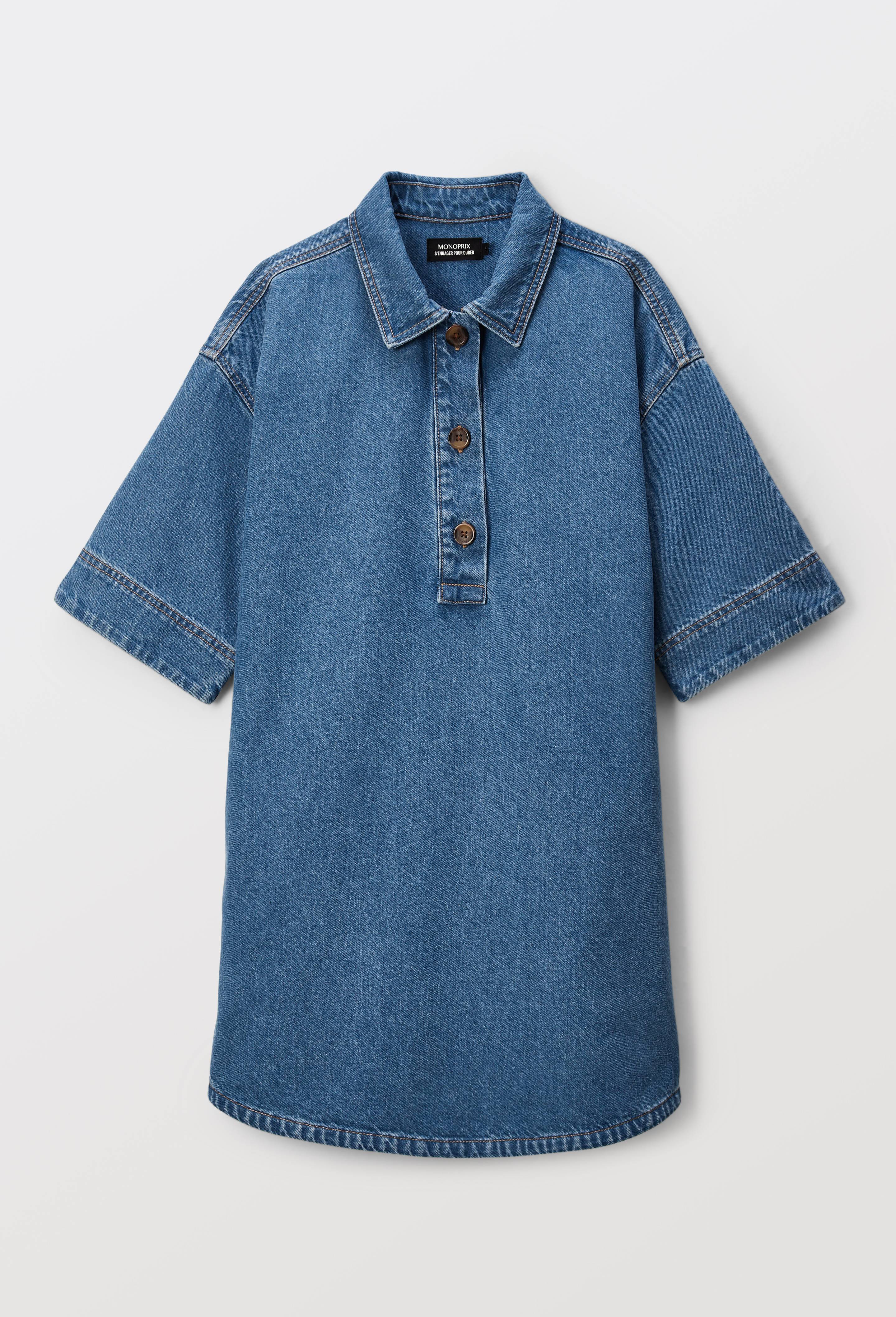 Robe courte en denim en coton, Bleu fonc&eacute;, large image number 5
