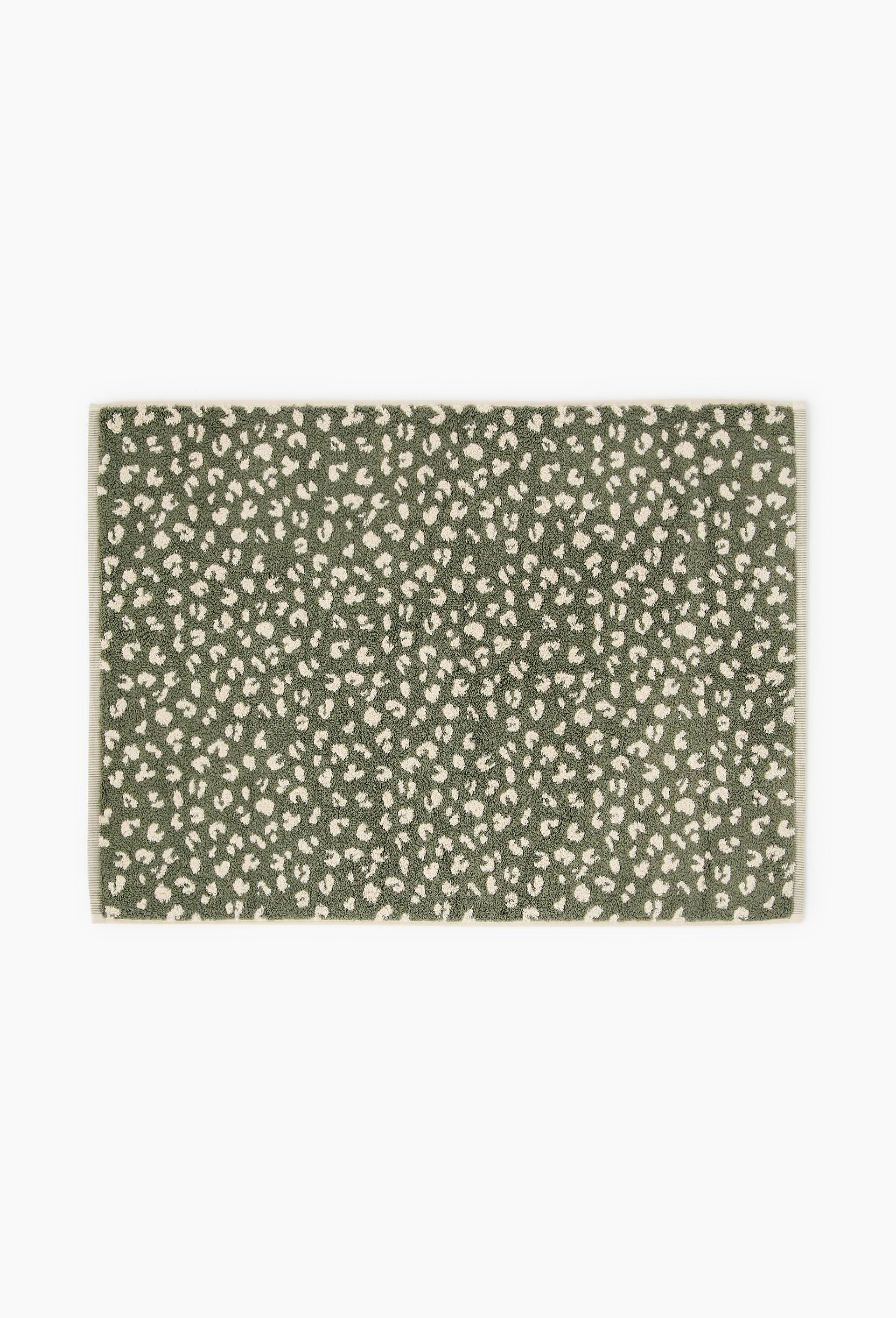Tapis de bain &agrave; motif l&eacute;opard, 50x70cm, en coton BIO GOTS, Vert fonc&eacute;, swatch image