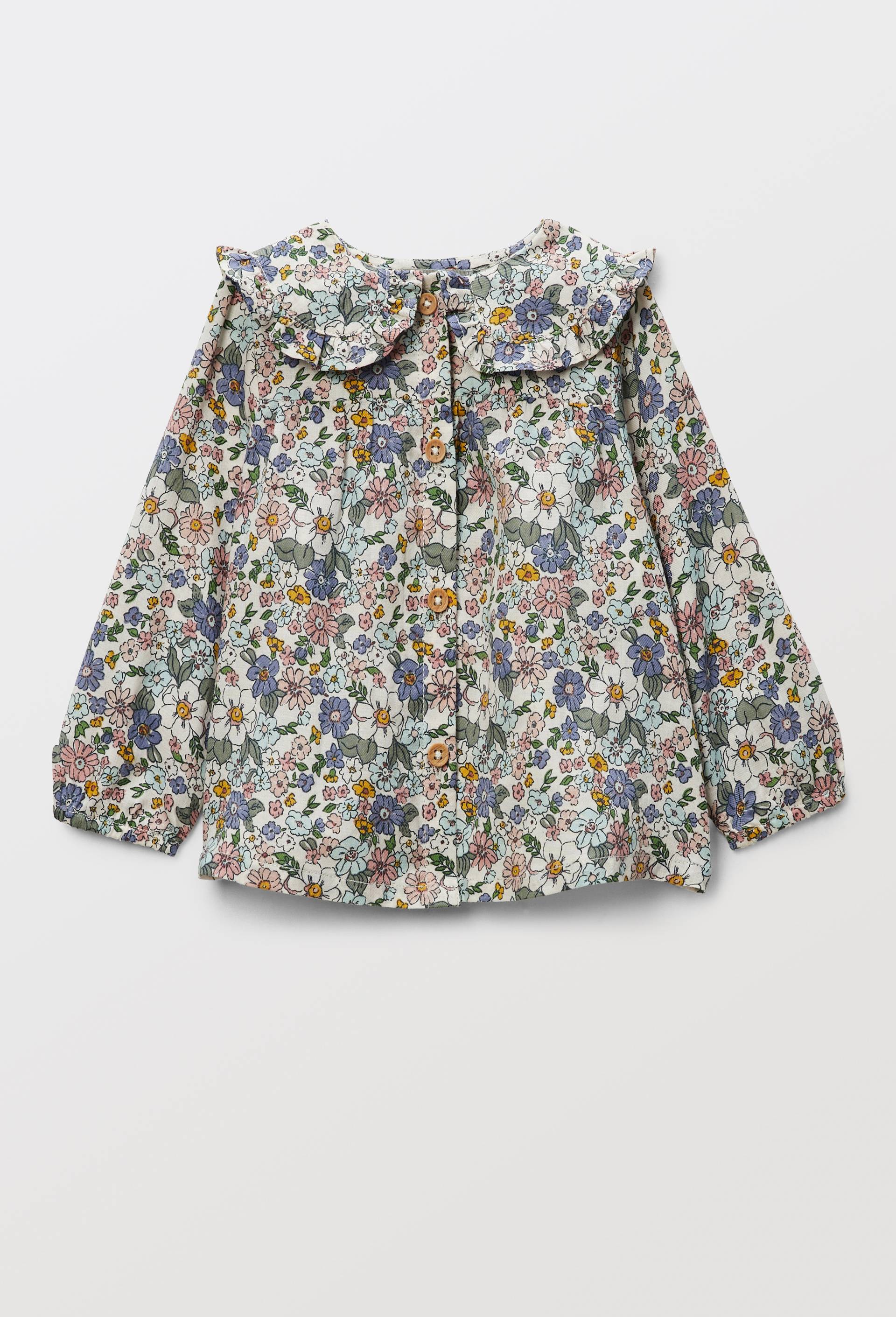 Blouse &agrave; col imprim&eacute;e en coton BIO GOTS, Beige clair, large image number 0