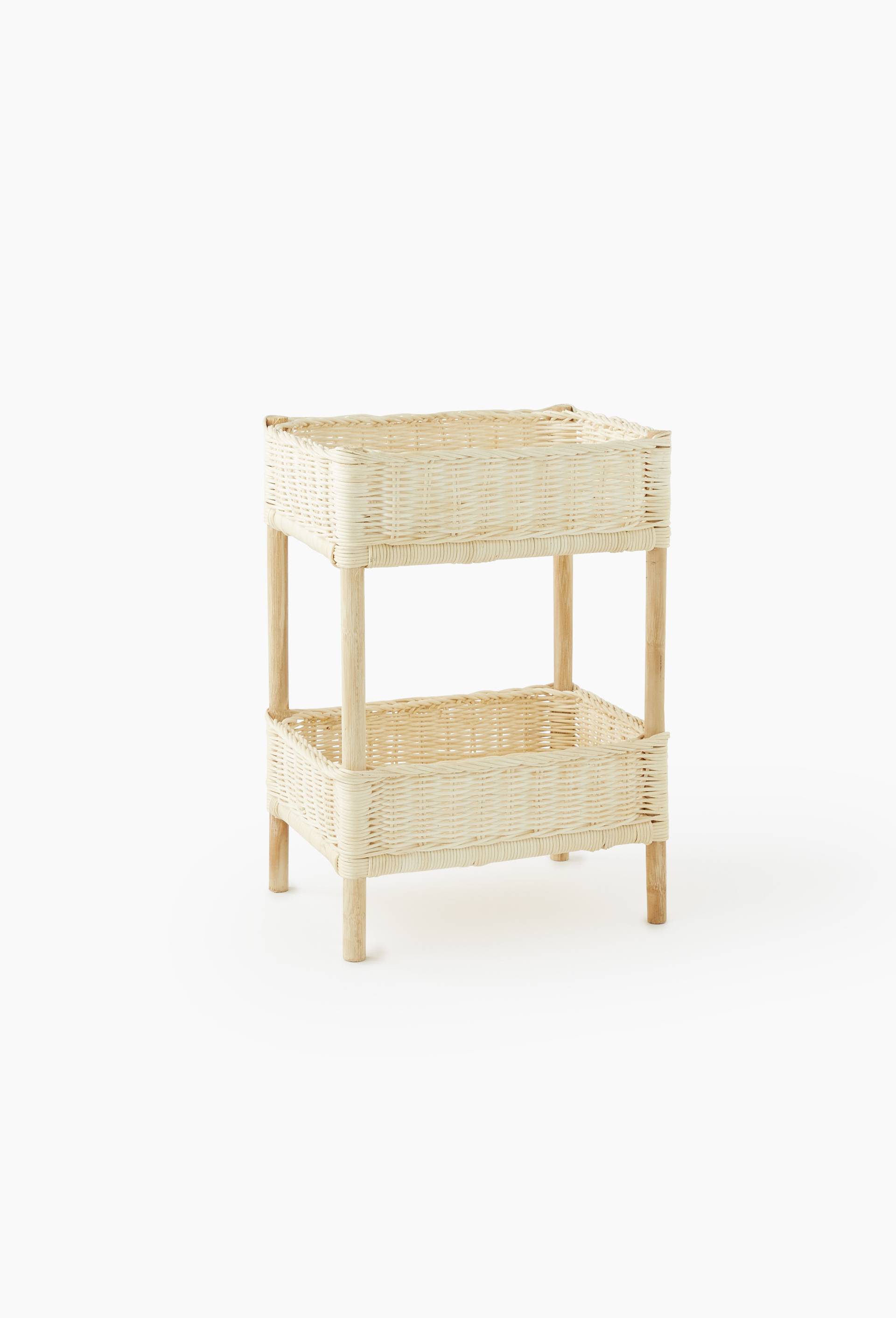 Meuble de rangement, 35x25xH50cm, en rotin, Blanc, swatch image