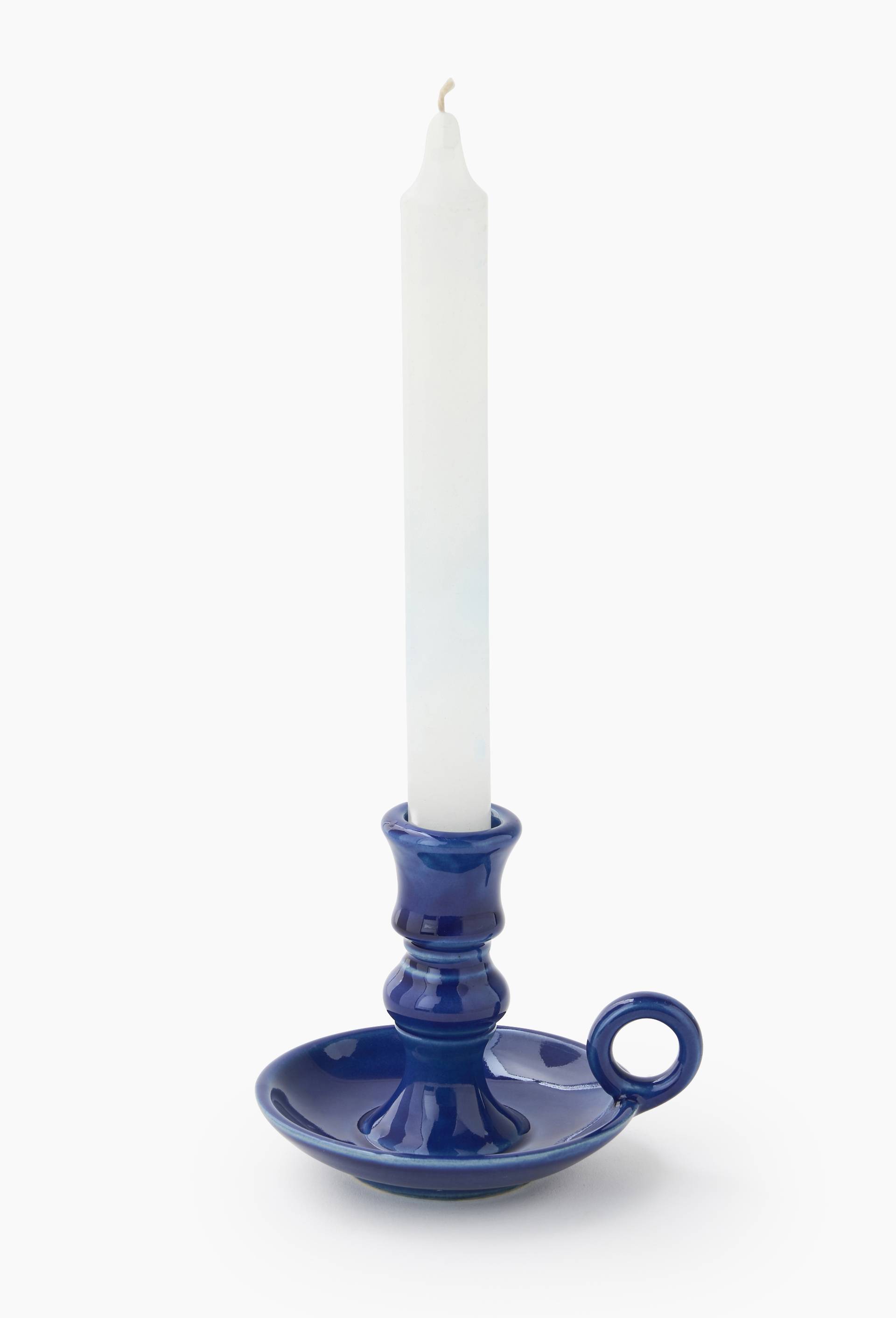 Bougeoirs Vintage En Céramique Bleu Brumeux - Lot De 2 Avec Poignée, 12.2x14.2 Cm - Porte-bougie Décoratif Pour Maison
