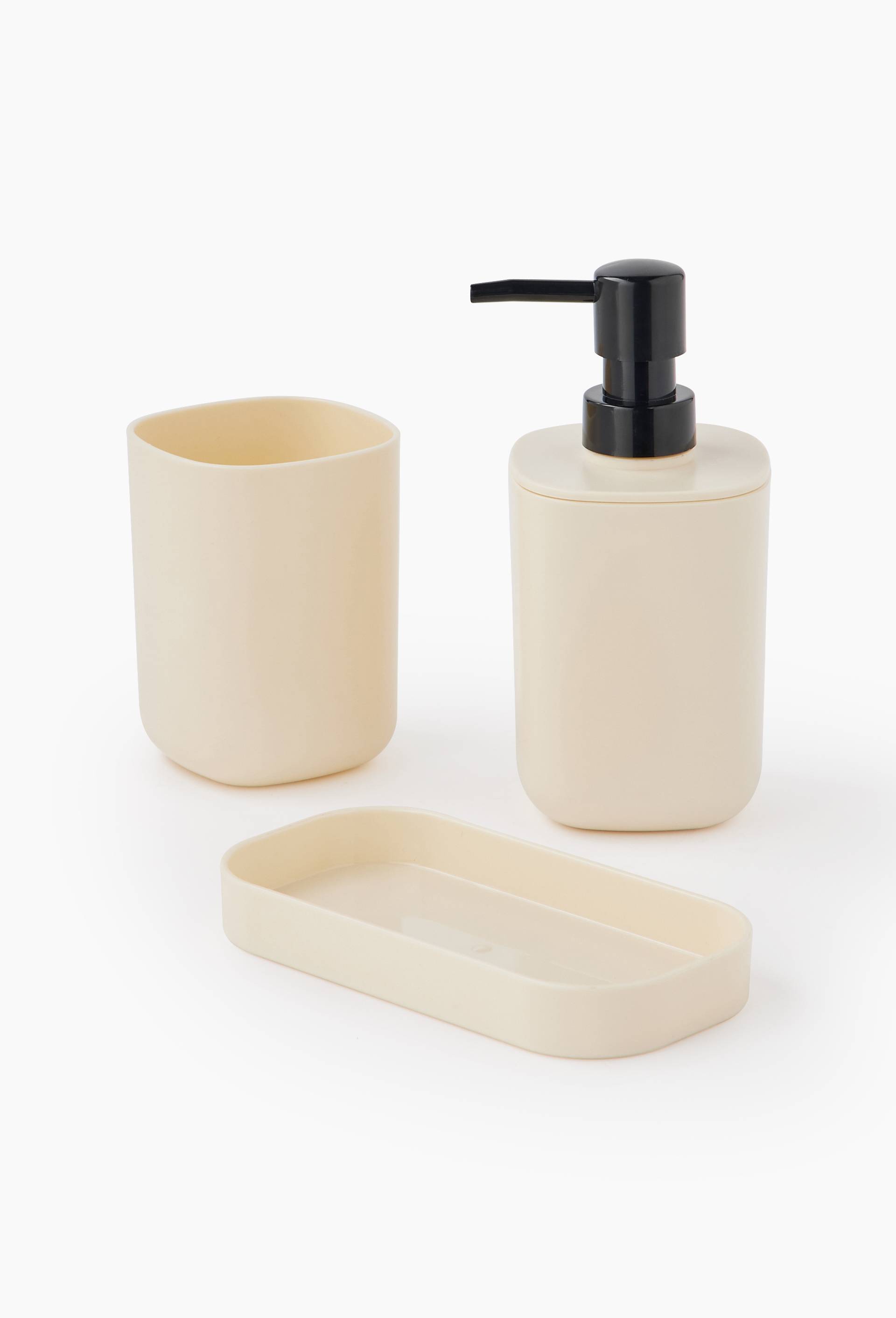 Set salle de bain, en plastique, Ecru, large image number 0.0