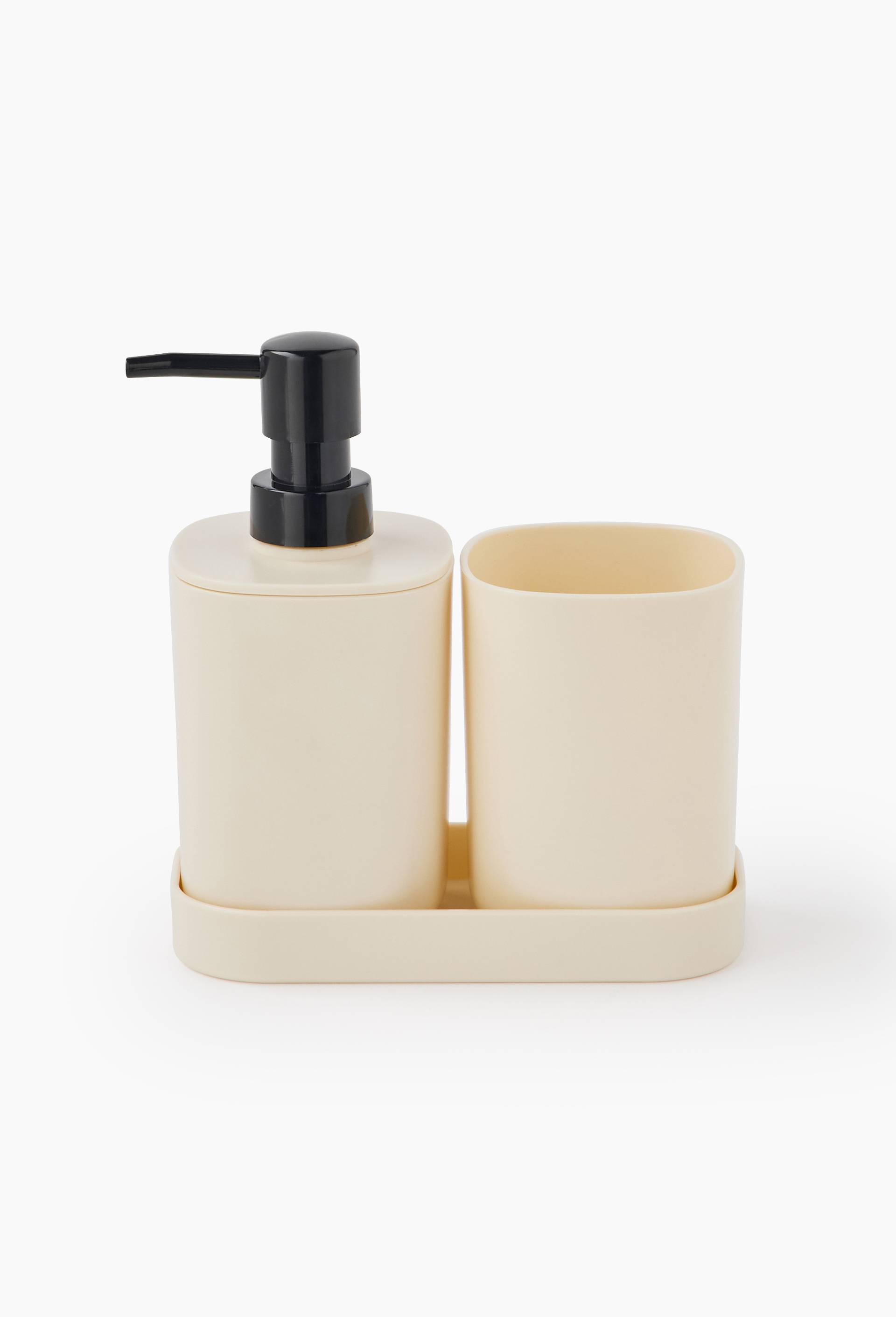 Set salle de bain, en plastique, Ecru, large image number 1