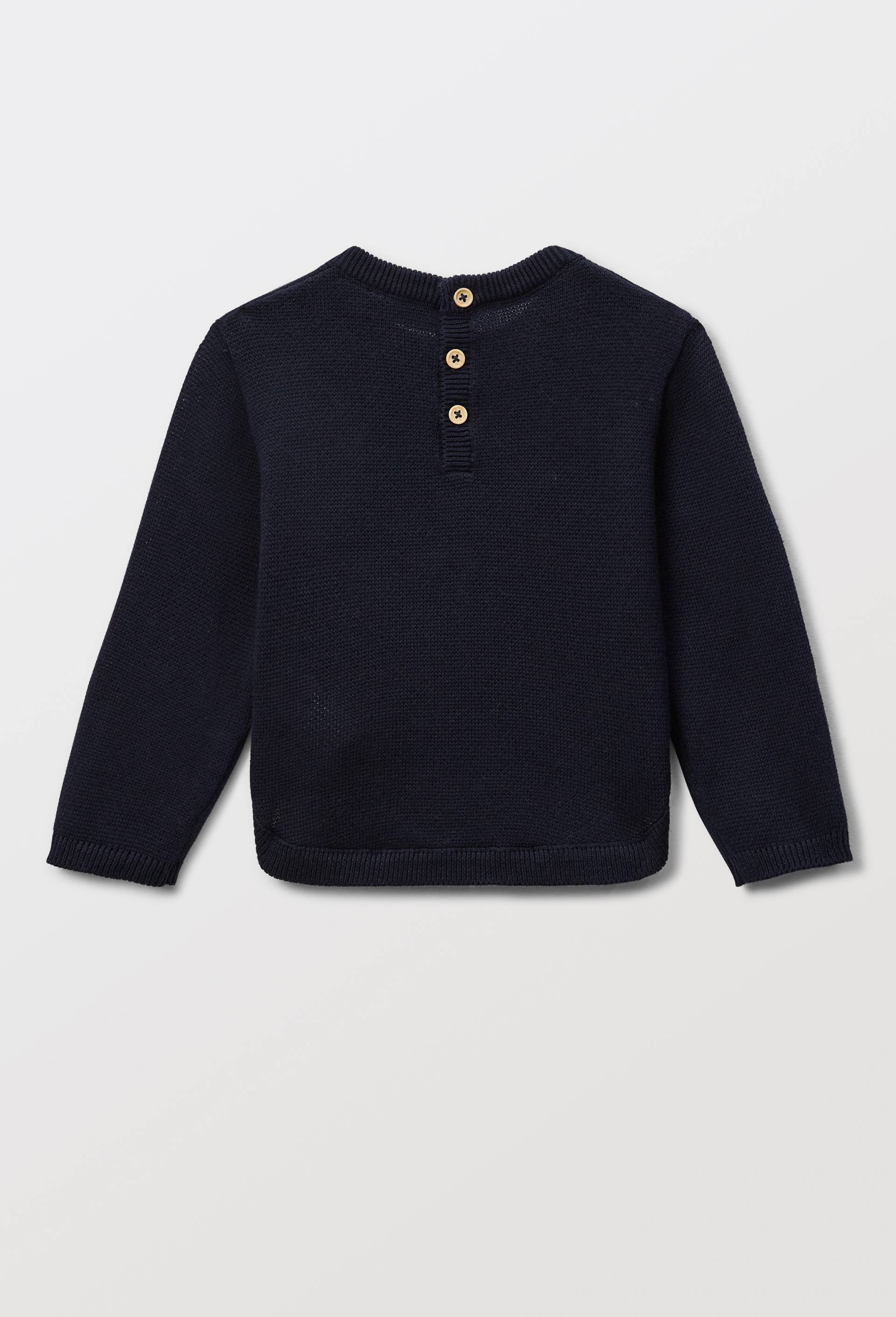 Pull brod&eacute; en coton, Bleu fonc&eacute;, large image number 1.0