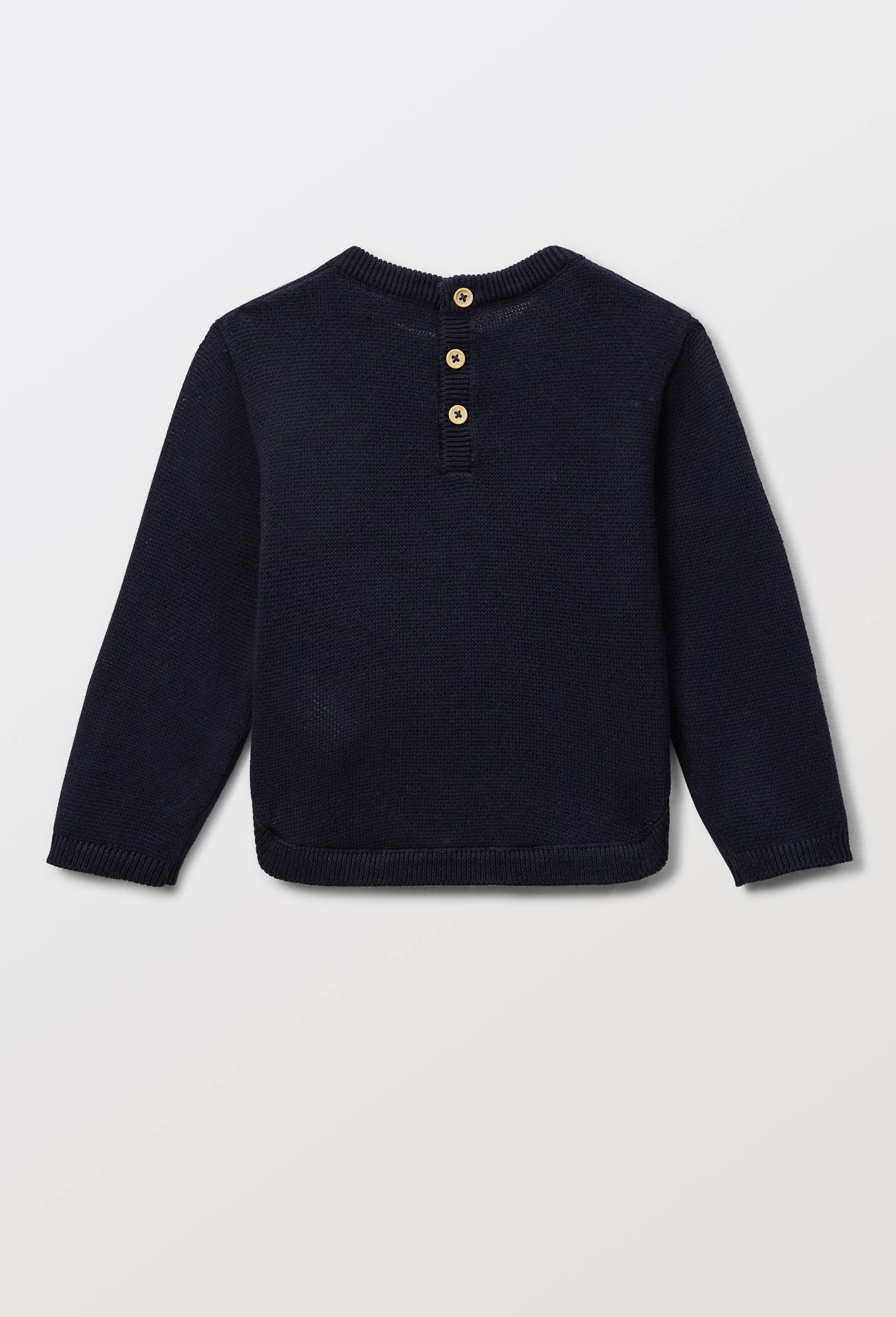 Pull brod&eacute; en coton, Bleu fonc&eacute;, large image number 2