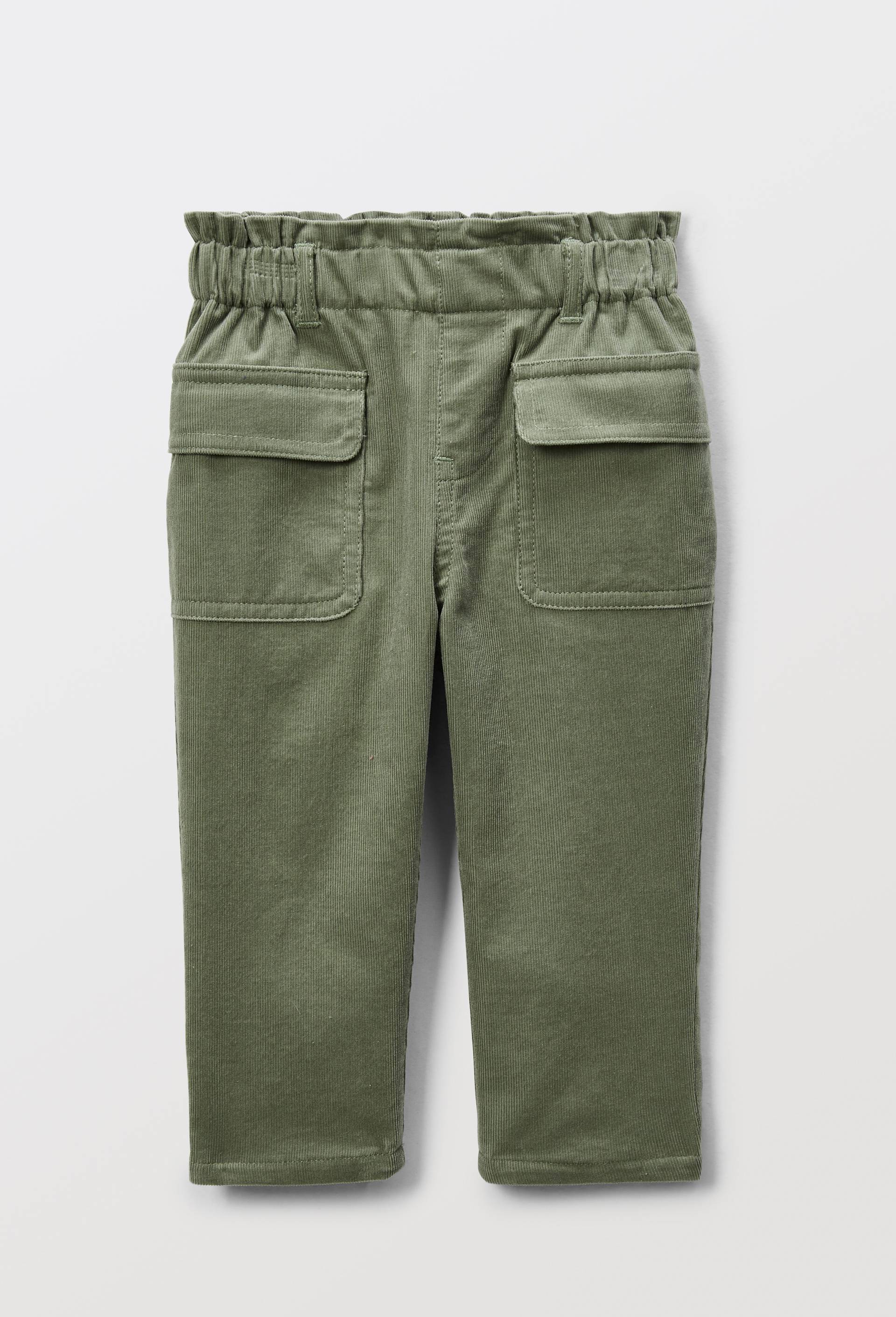 Pantalon taille &eacute;lastique uni en velours en coton BIO GOTS, Vert, swatch image